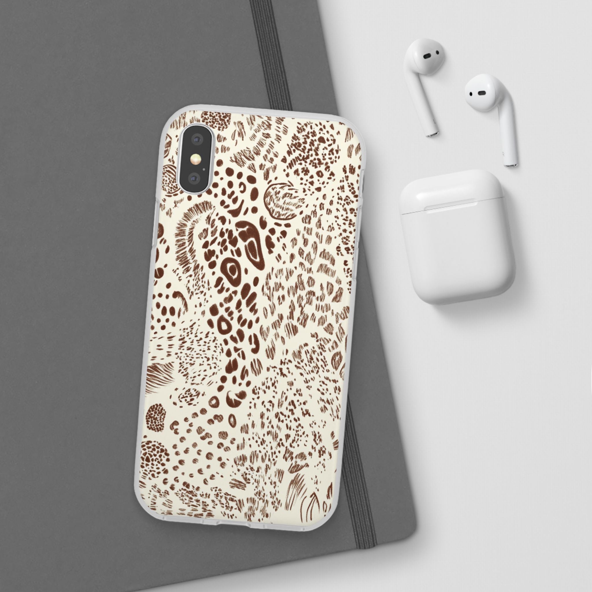 Brown Animal Print Flexi Case, Artsulli - Art is Long, Life is Short, Phone Case, , , , , , ,