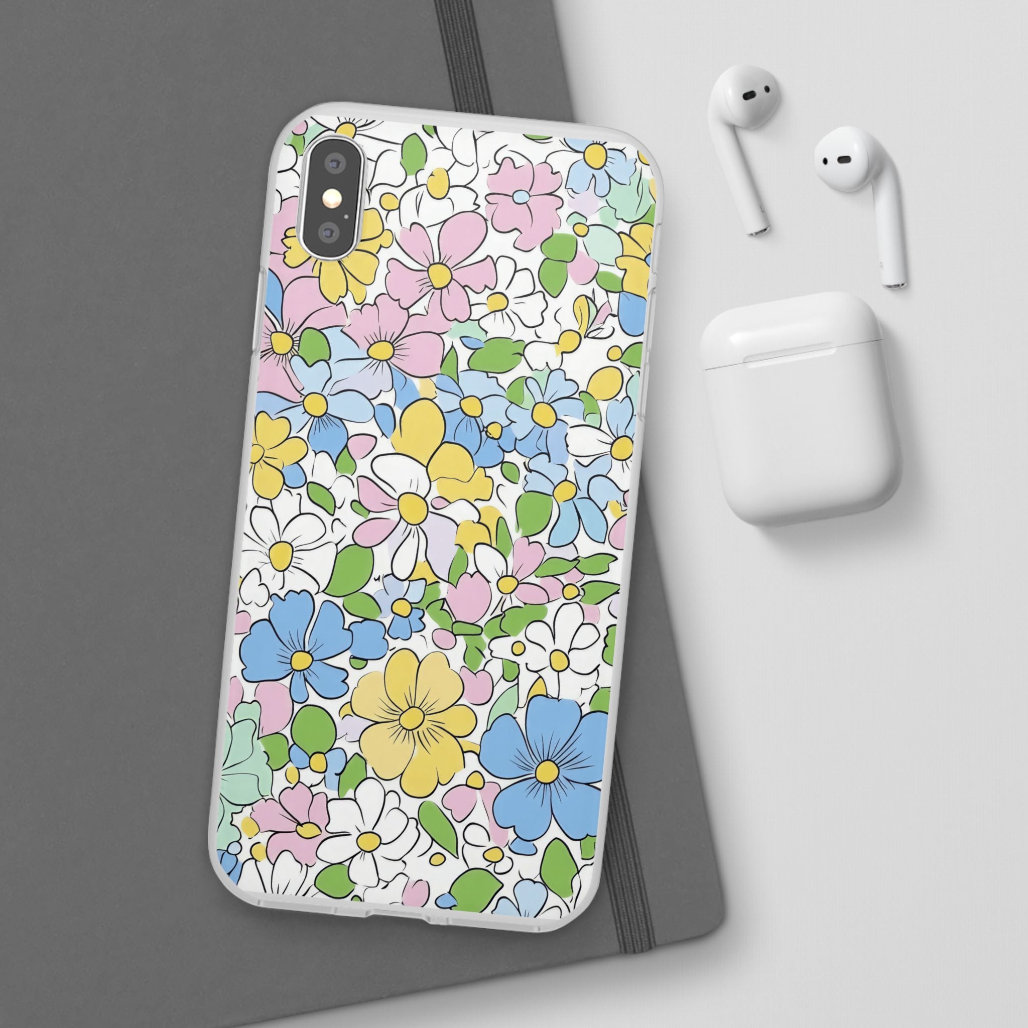 Colorful Floral Clear Flexi Case, Artsulli - Art is Long, Life is Short, Phone Case, , , , , , ,