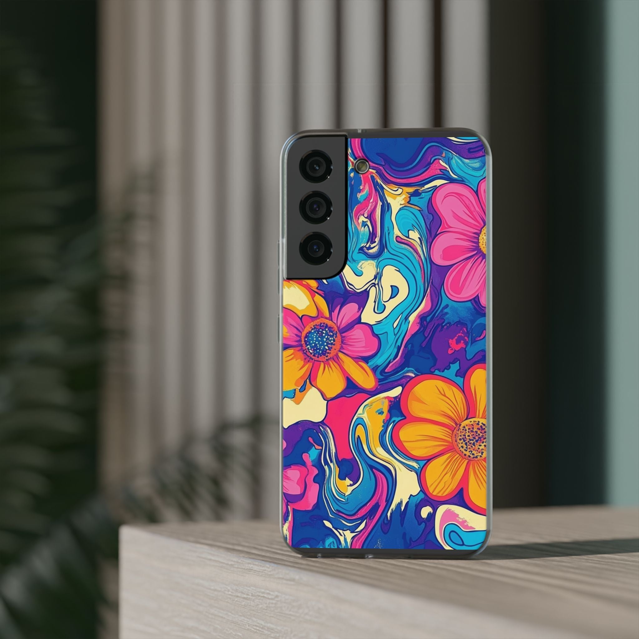 Vibrant Psychedelic Floral Flexi Case, Artsulli - Art is Long, Life is Short, Phone Case, , , , , , ,