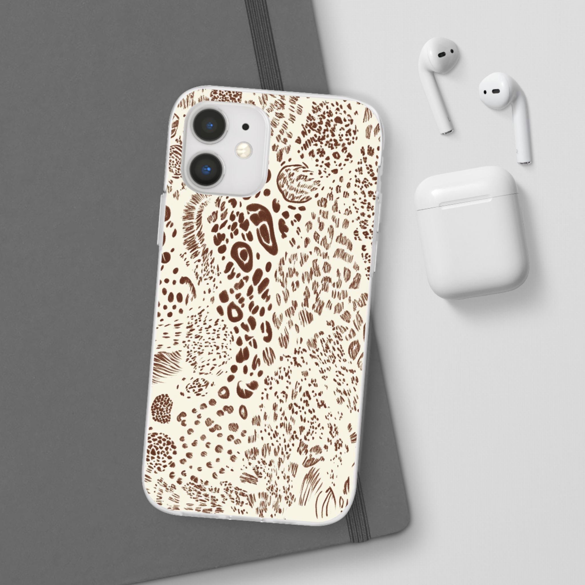 Brown Animal Print Flexi Case, Artsulli - Art is Long, Life is Short, Phone Case, , , , , , ,