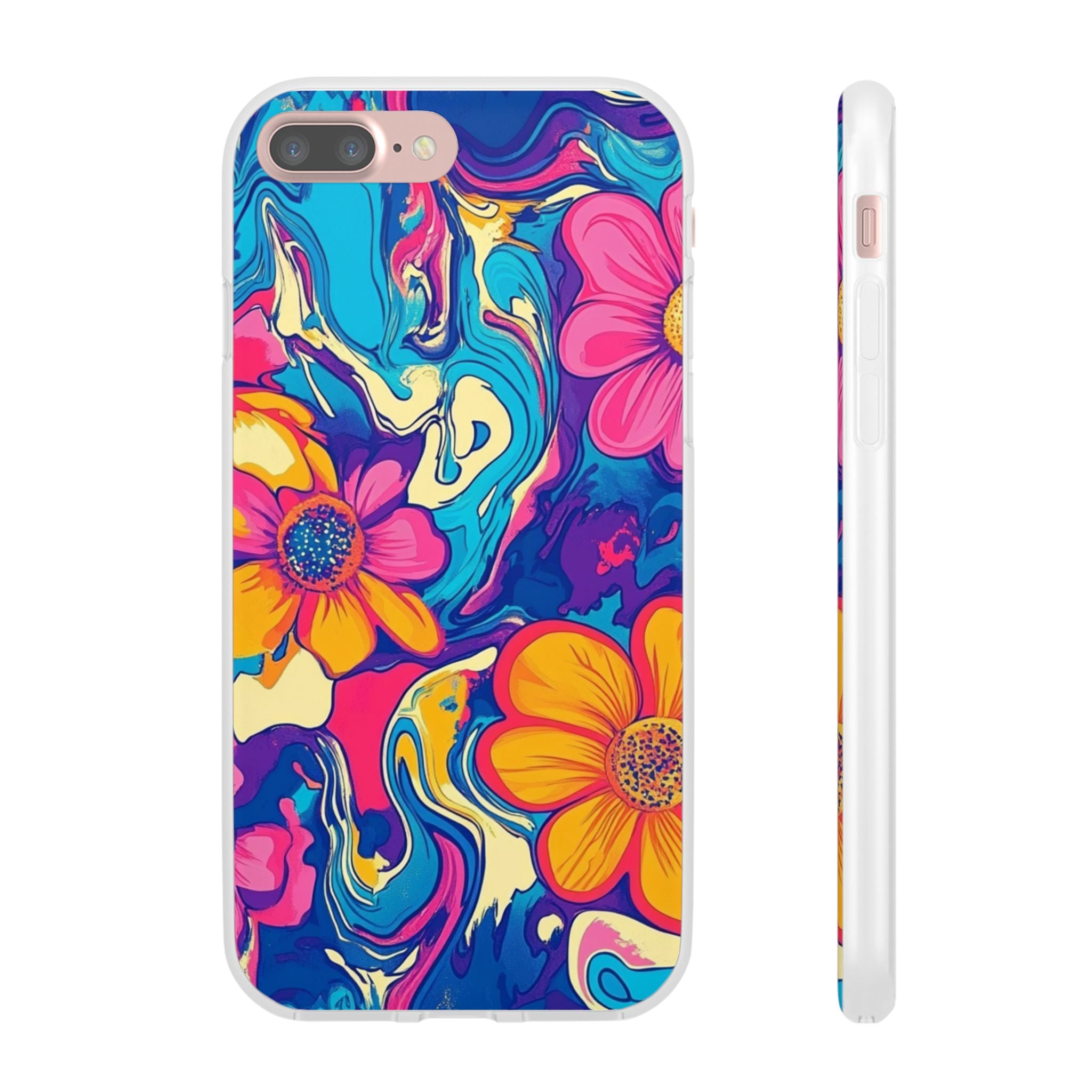 Vibrant Psychedelic Floral Flexi Case, Artsulli - Art is Long, Life is Short, Phone Case, Size, iPhone 7 Plus with gift packaging, , , , , 15150849925019123330