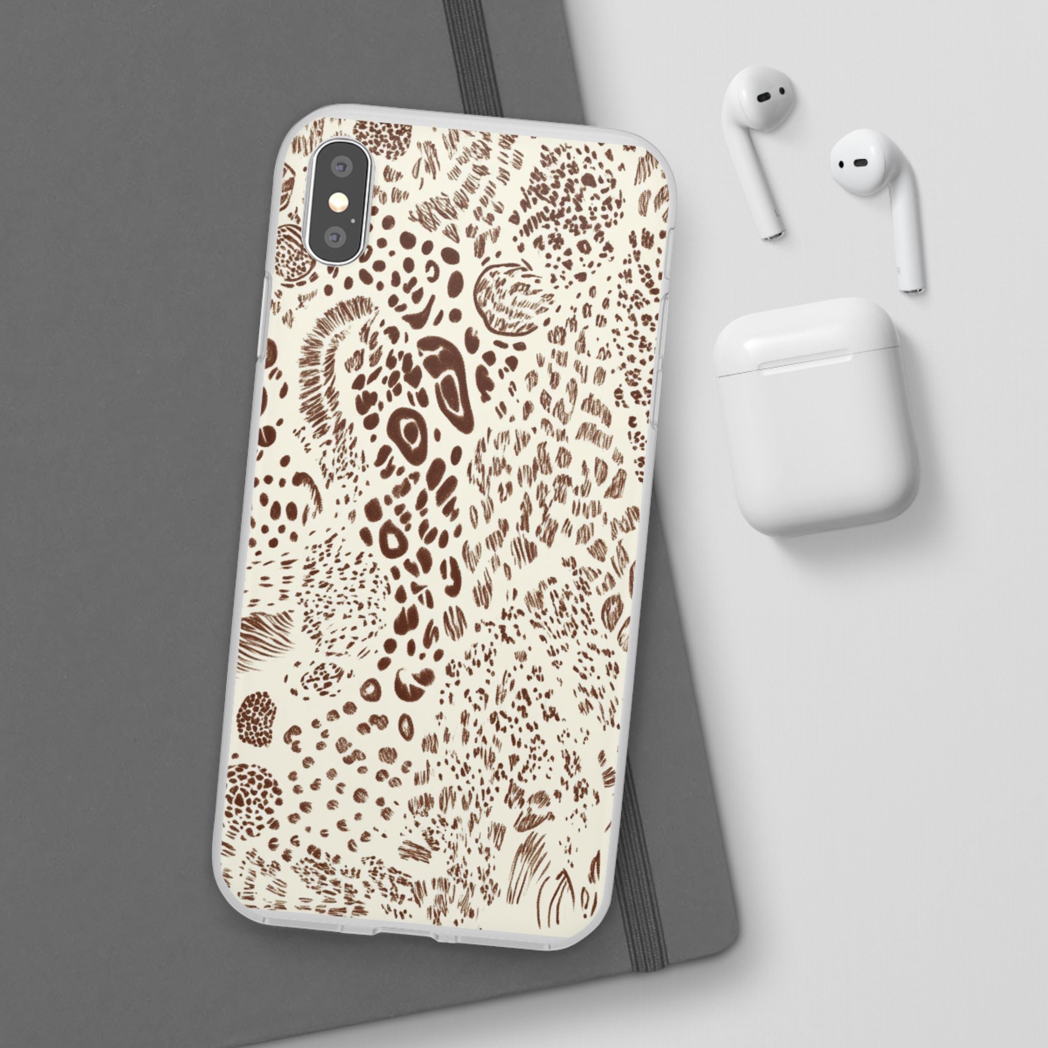 Brown Animal Print Flexi Case, Artsulli - Art is Long, Life is Short, Phone Case, , , , , , ,