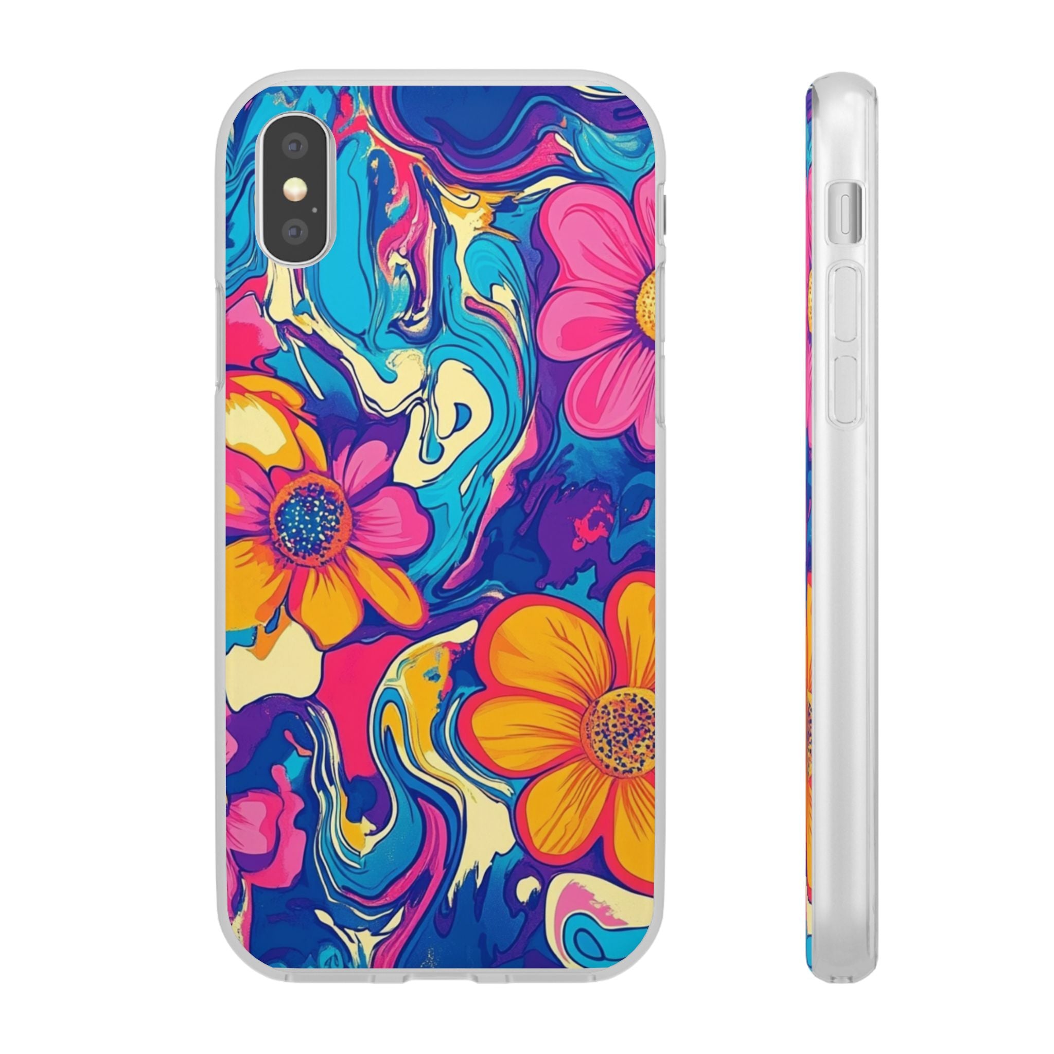 Vibrant Psychedelic Floral Flexi Case, Artsulli - Art is Long, Life is Short, Phone Case, Size, iPhone XS with gift packaging, , , , , 31710386443544576502