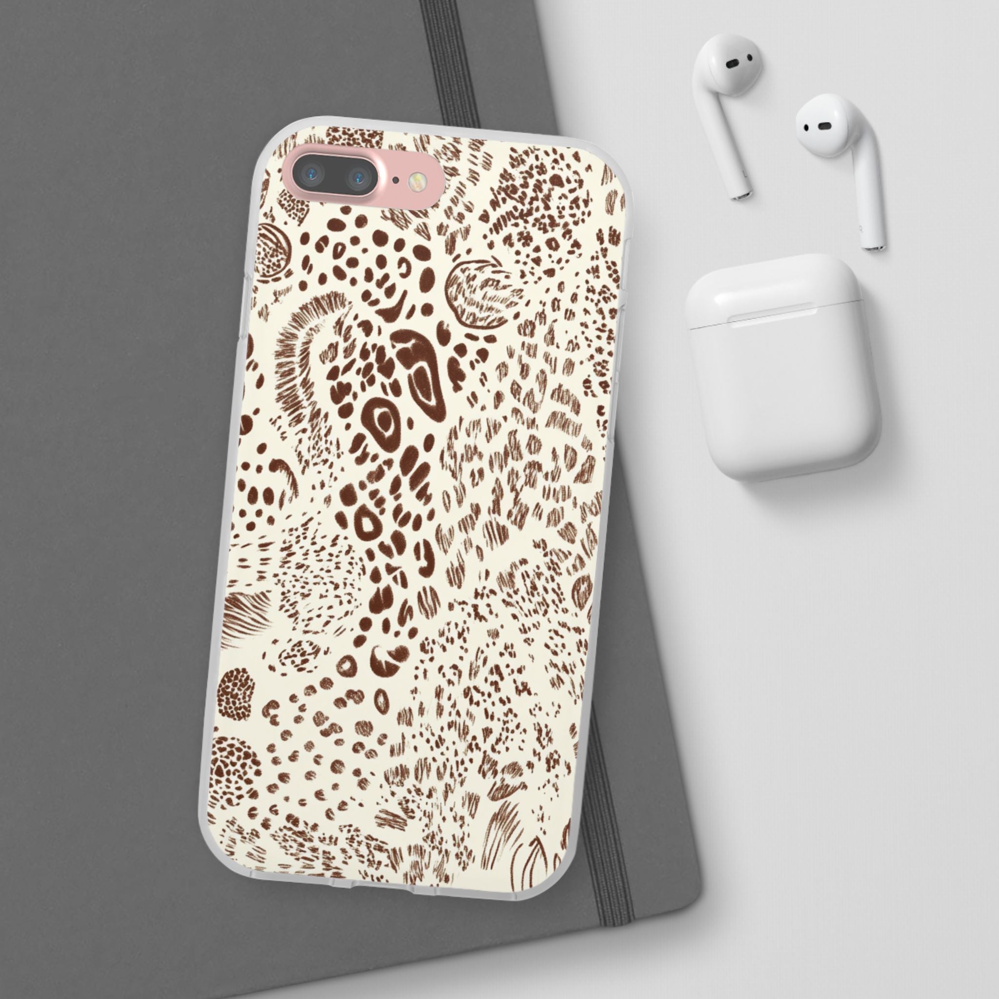 Brown Animal Print Flexi Case, Artsulli - Art is Long, Life is Short, Phone Case, , , , , , ,