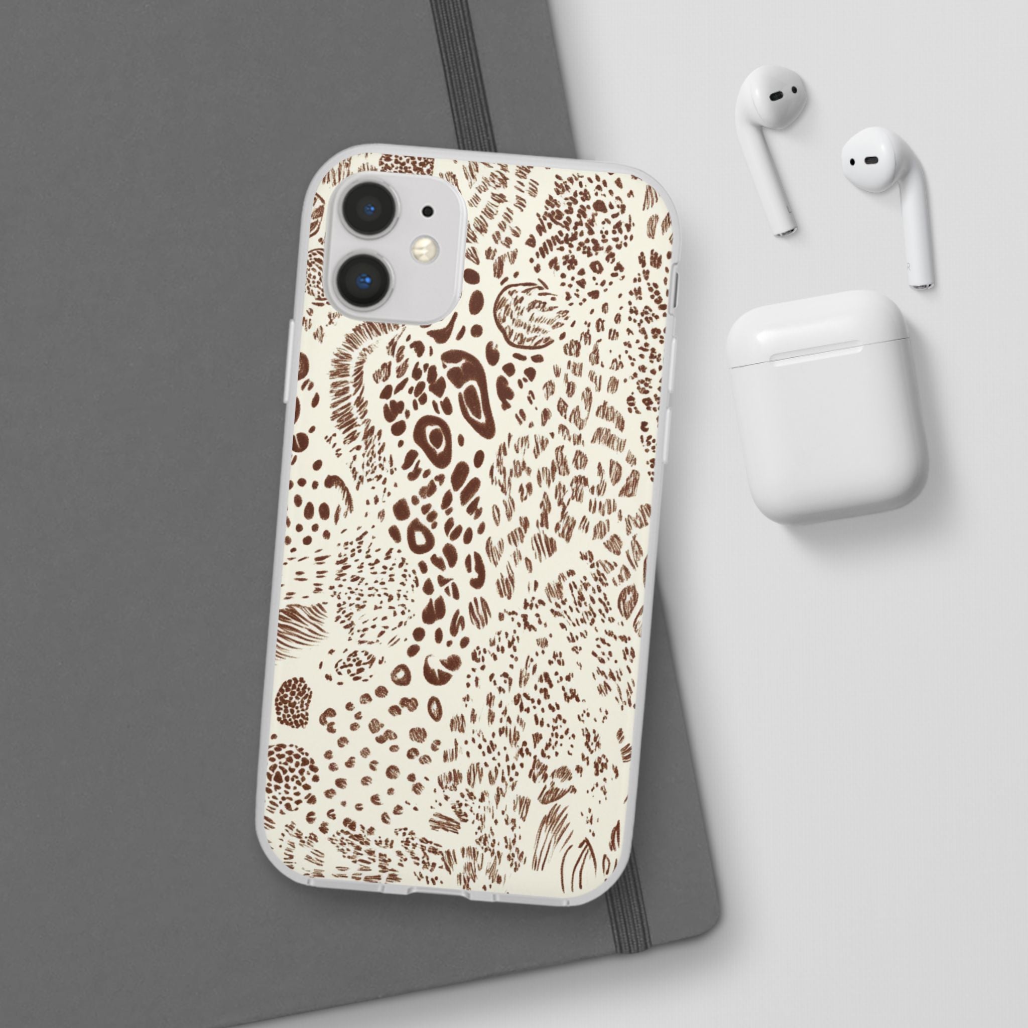 Brown Animal Print Flexi Case, Artsulli - Art is Long, Life is Short, Phone Case, , , , , , ,