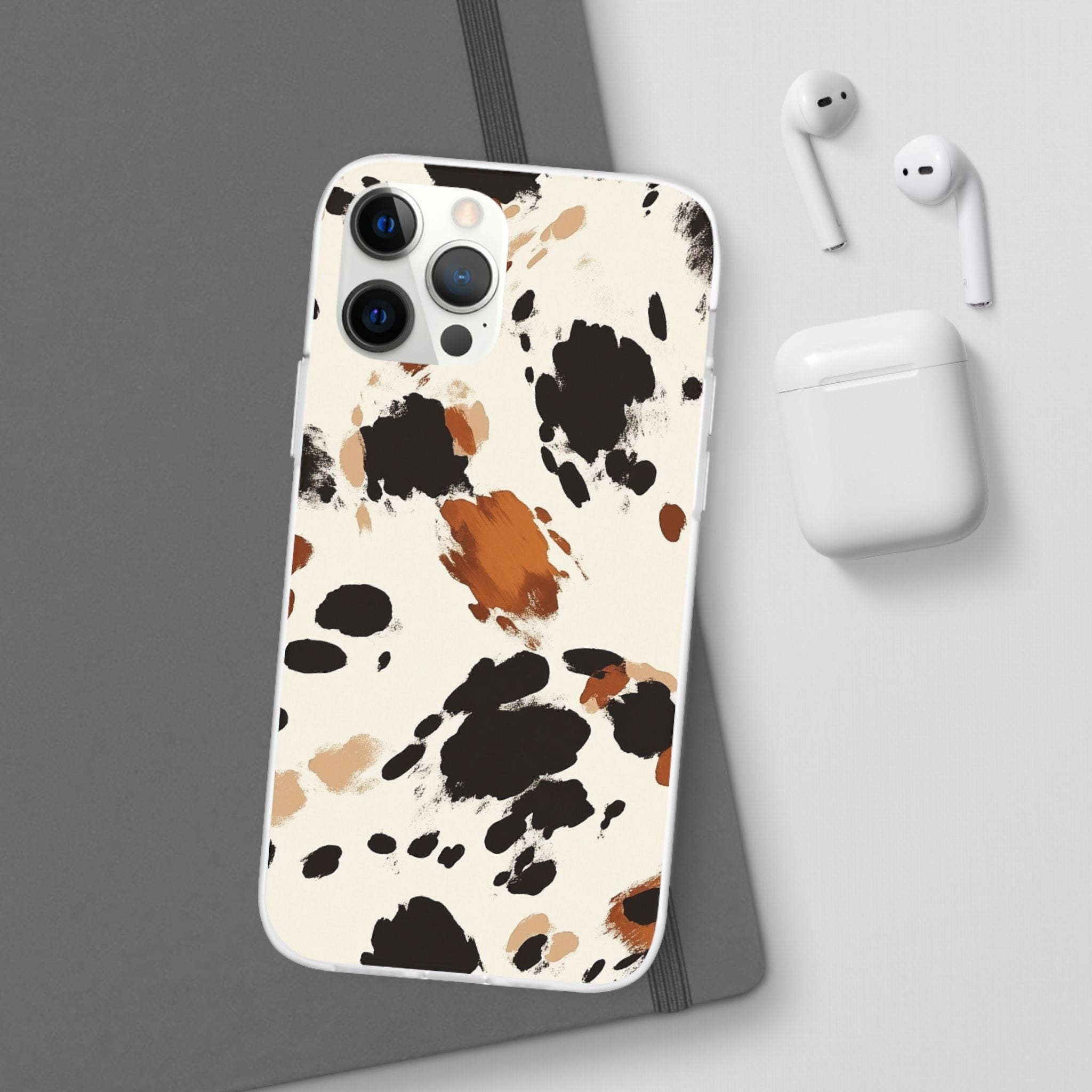 Brown Cow Print Phone Case, Artsulli - Art is Long, Life is Short, Phone Case, , , , , , ,