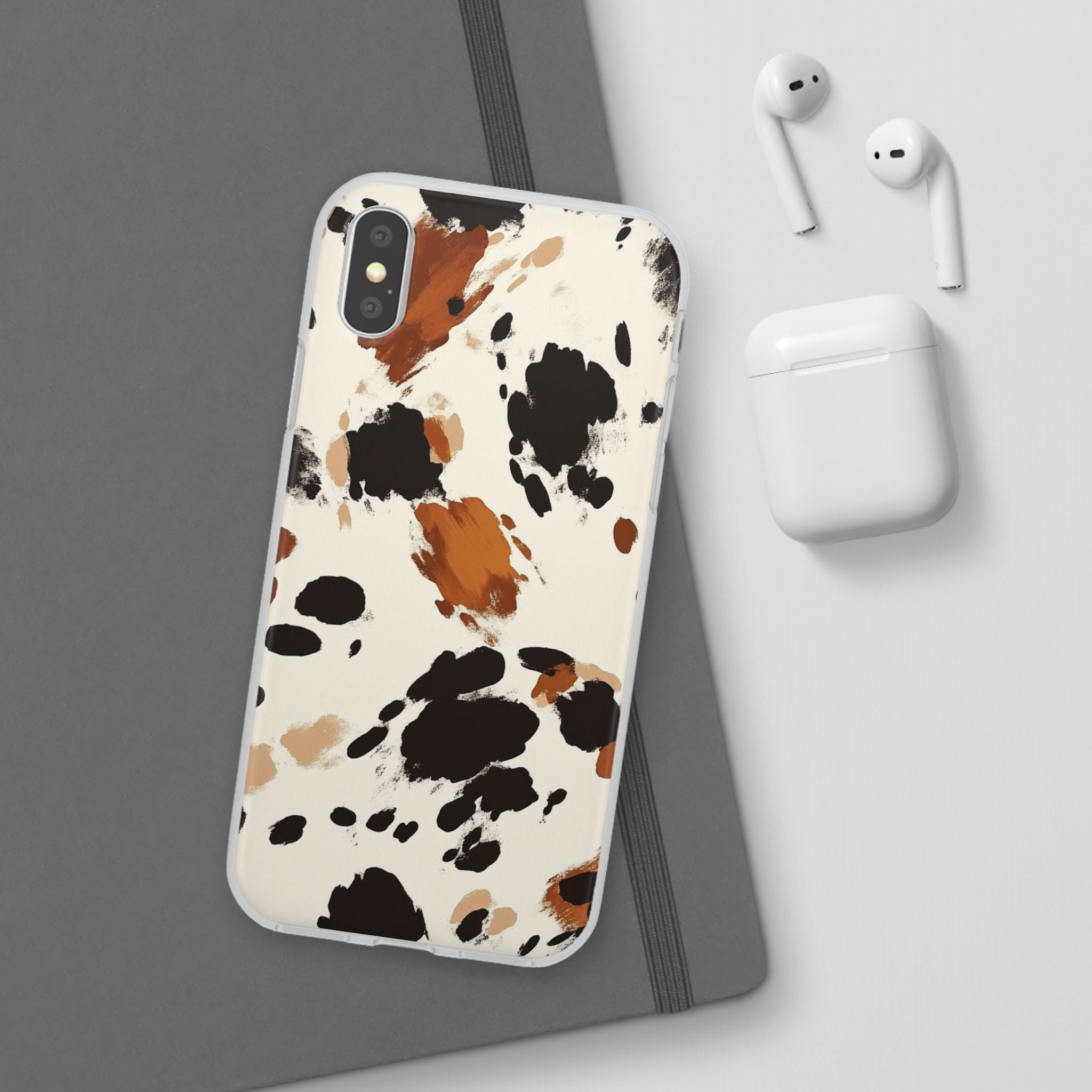 Brown Cow Print Phone Case, Artsulli - Art is Long, Life is Short, Phone Case, , , , , , ,
