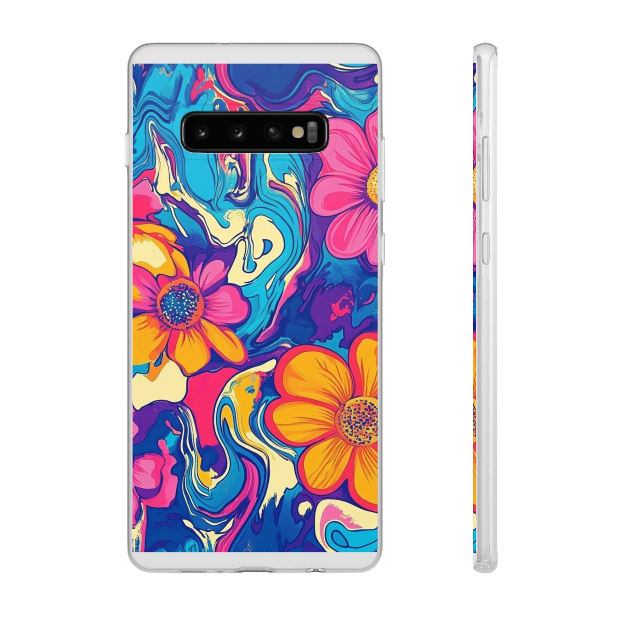 Vibrant Psychedelic Floral Flexi Case, Artsulli - Art is Long, Life is Short, Phone Case, Size, Samsung Galaxy S10 Plus, , , , , 23353047474225916596