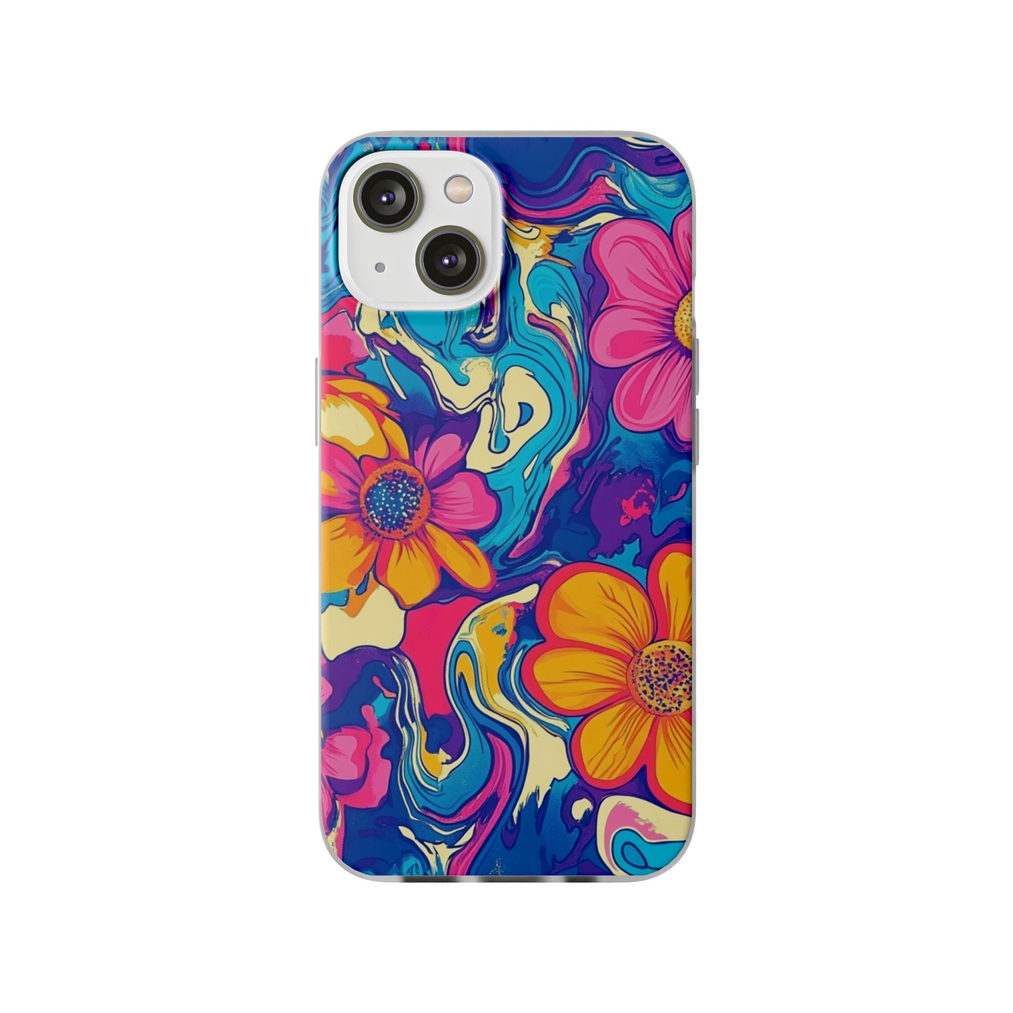 Vibrant Psychedelic Floral Flexi Case, Artsulli - Art is Long, Life is Short, Phone Case, Size, iPhone 14, , , , , 32809463271051484373