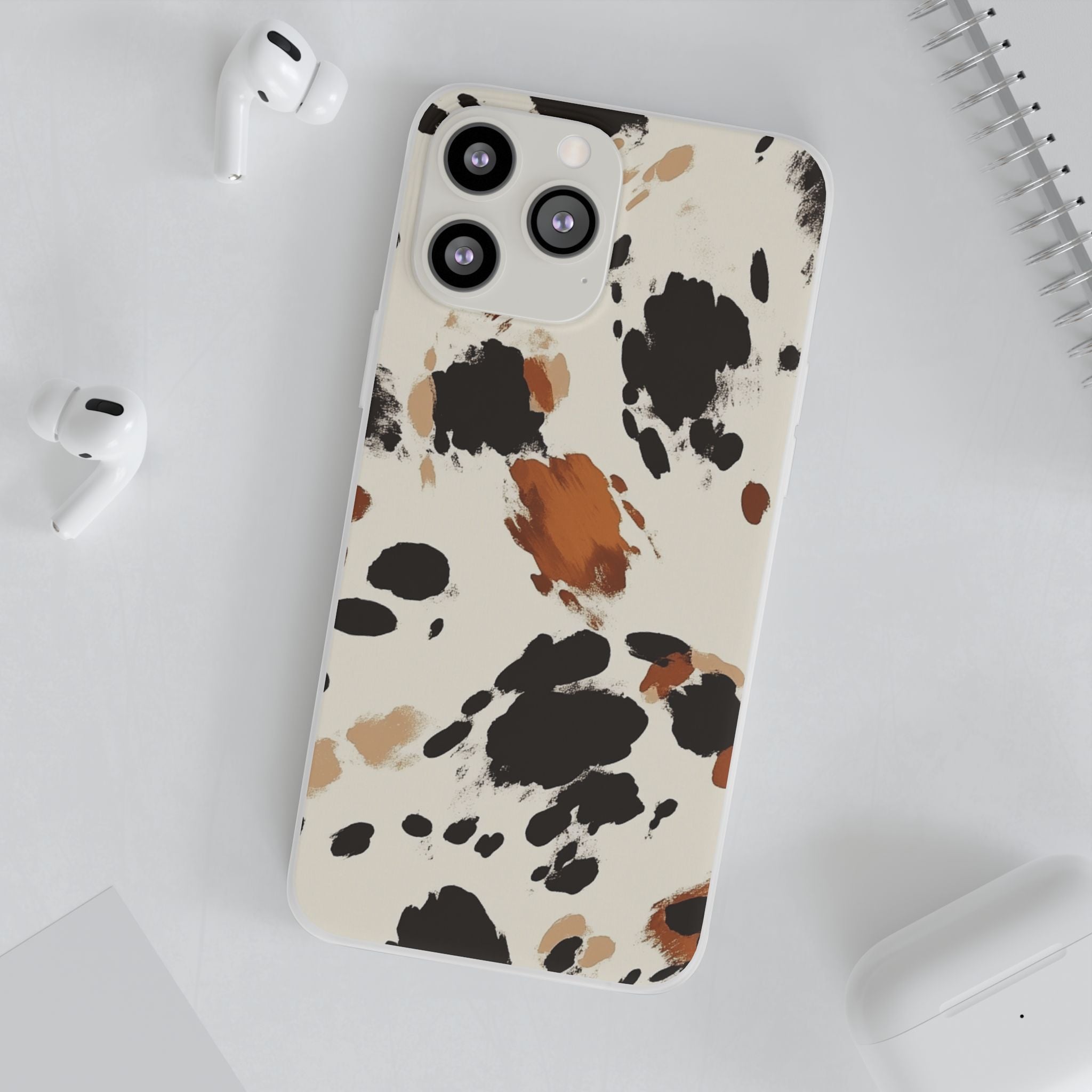 Brown Cow Print Phone Case, Artsulli - Art is Long, Life is Short, Phone Case, , , , , , ,