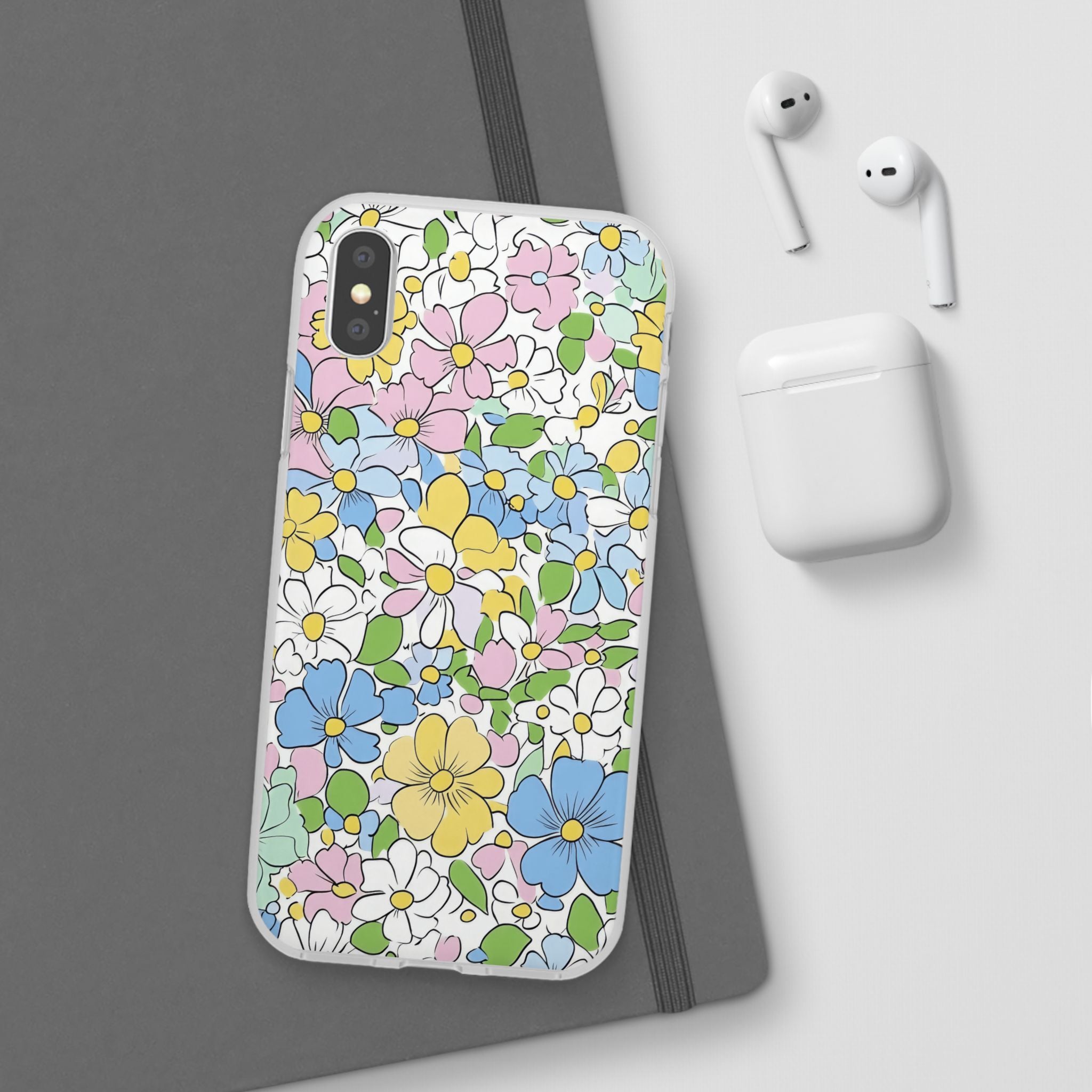 Colorful Floral Clear Flexi Case, Artsulli - Art is Long, Life is Short, Phone Case, , , , , , ,