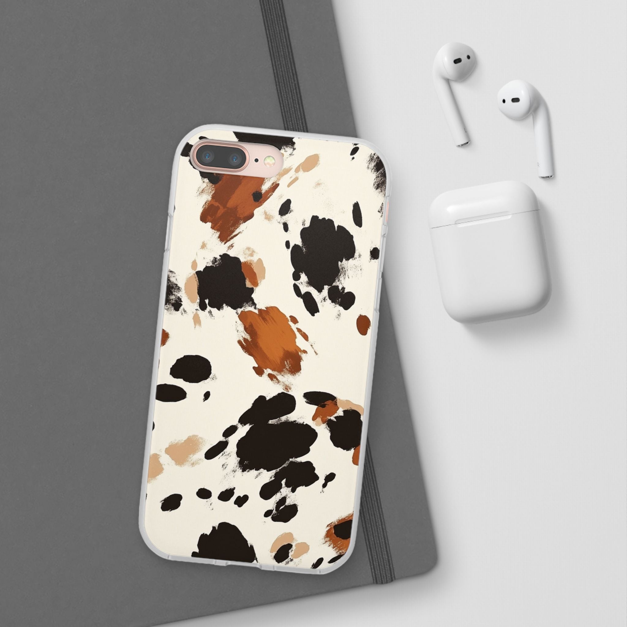 Brown Cow Print Phone Case, Artsulli - Art is Long, Life is Short, Phone Case, , , , , , ,