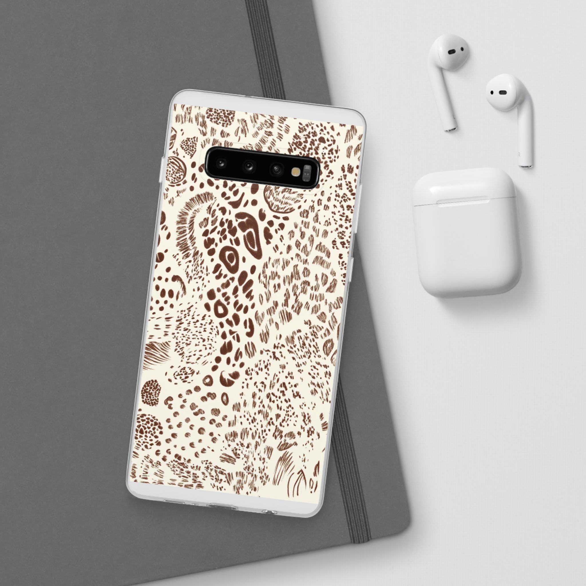 Brown Animal Print Flexi Case, Artsulli - Art is Long, Life is Short, Phone Case, , , , , , ,