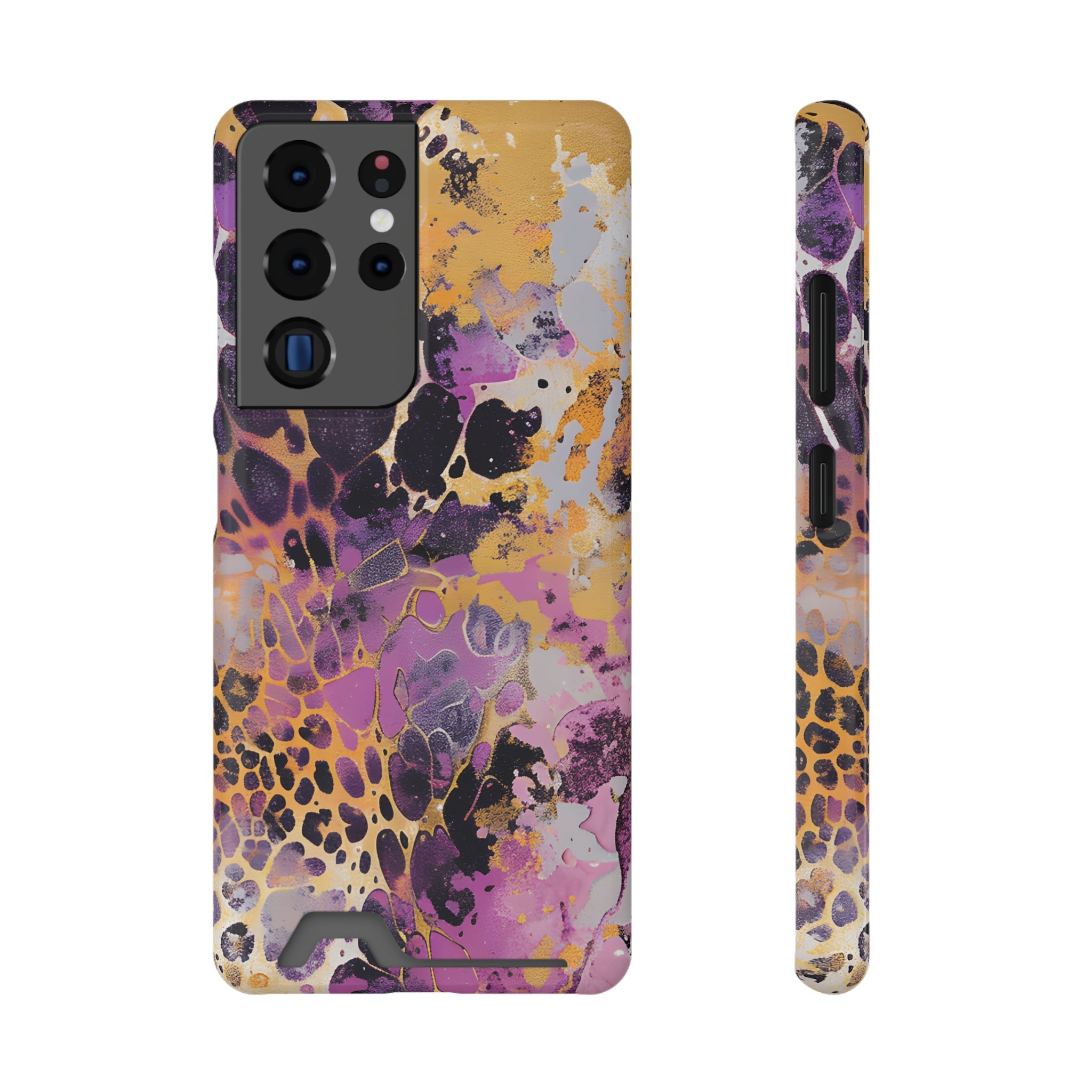 Abstract Marble Leopard Cardholder Case, Artsulli - Art is Long, Life is Short, Phone Case, Size, Samsung Galaxy S21 Ultra, Surface, Glossy, Shape, With gift packaging, 21880605266592308187