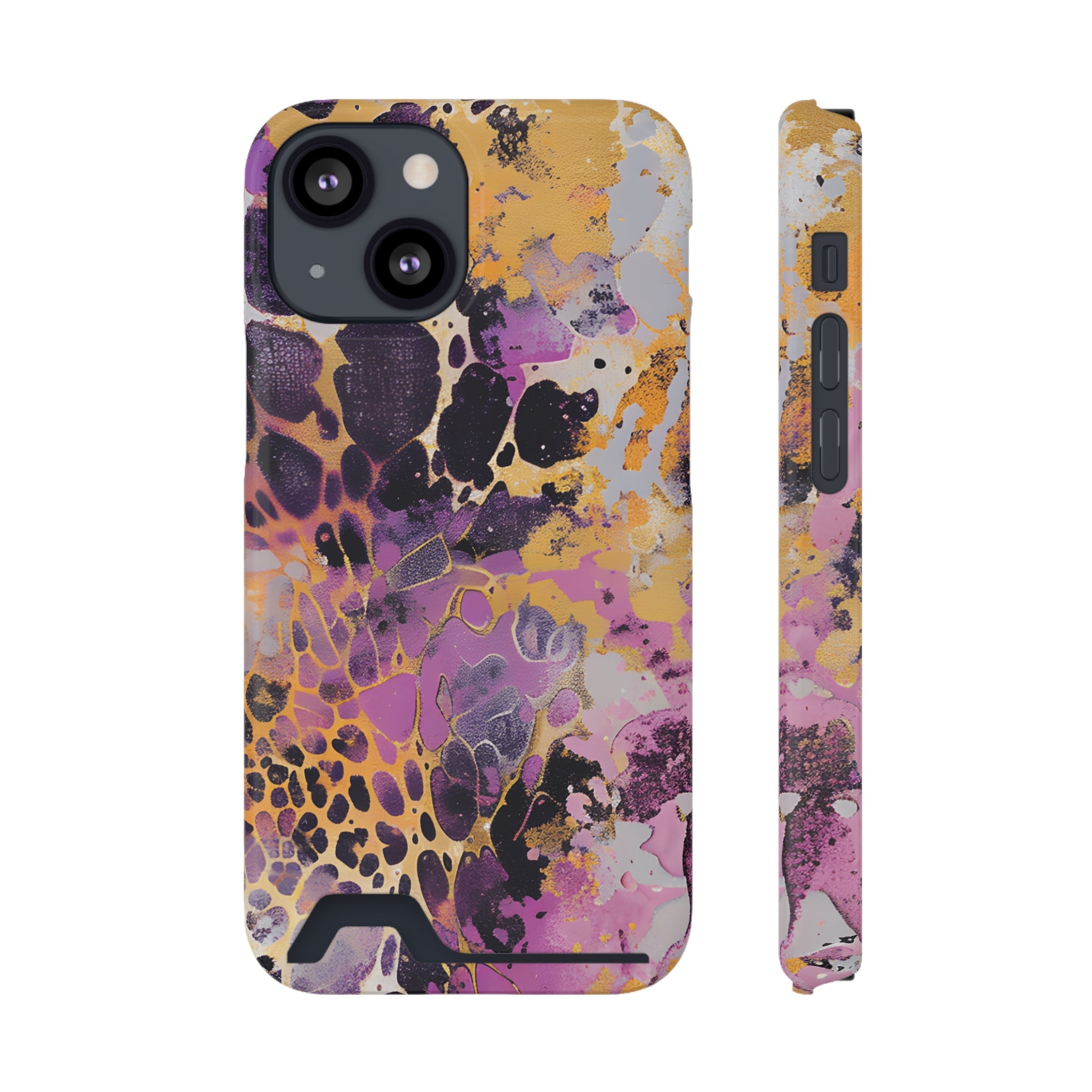 Abstract Marble Leopard Cardholder Case, Artsulli - Art is Long, Life is Short, Phone Case, Size, iPhone 13 Mini, Surface, Glossy, Shape, With gift packaging, 50071881650084106242