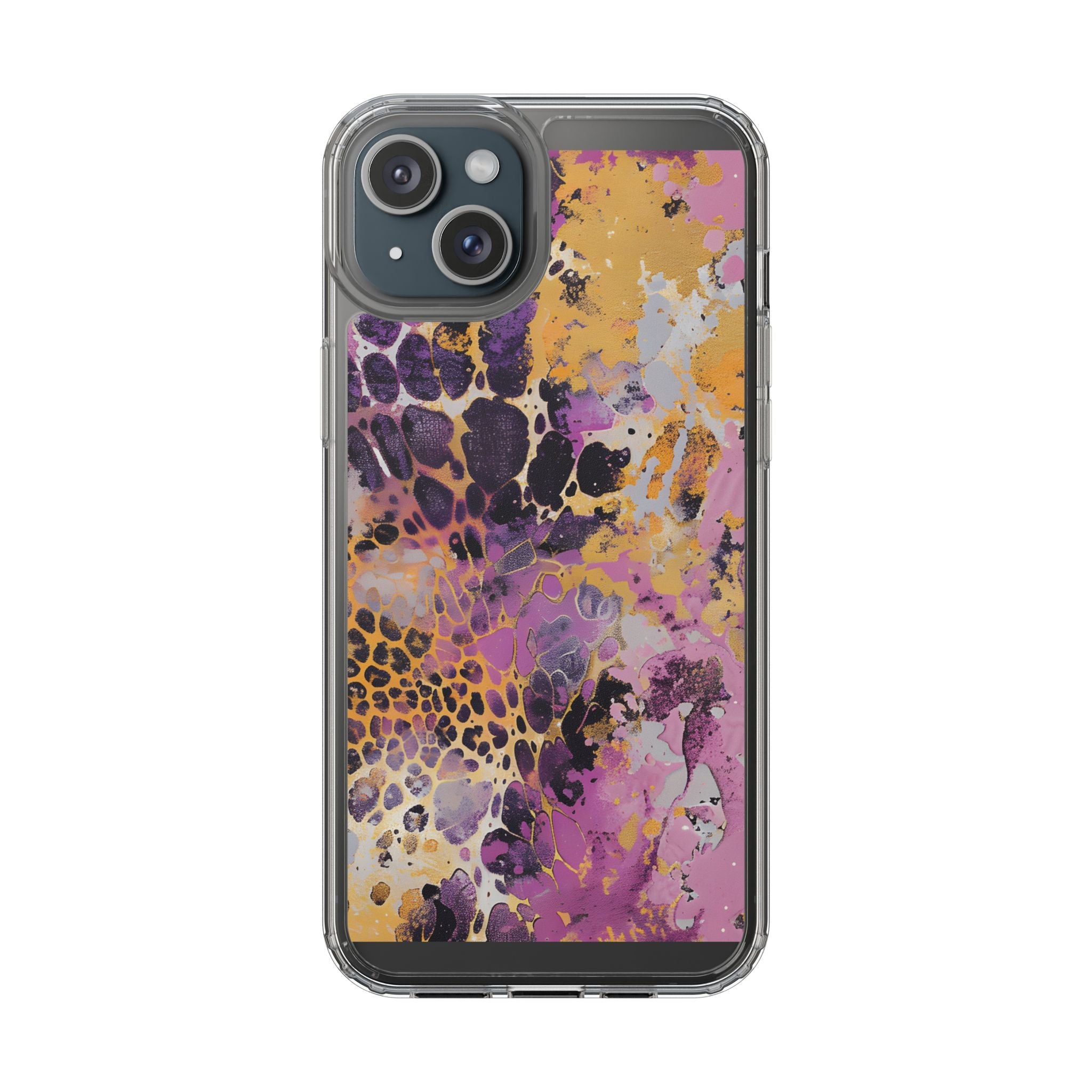 Abstract Purple Gold Fluid Art Clear Case, Artsulli - Art is Long, Life is Short, Phone Case, Size, iPhone 15 Plus, Surface, Without gift packaging, , , 41847453235966936925