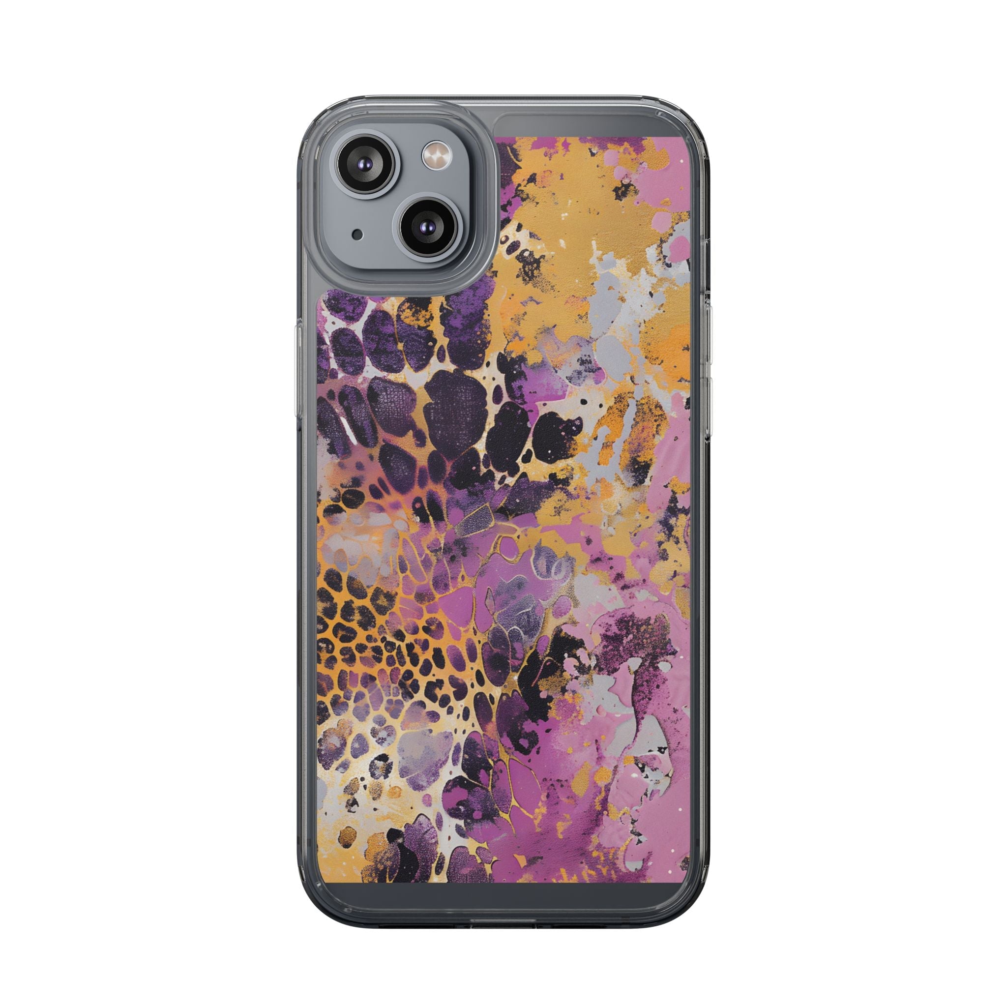 Abstract Purple Gold Fluid Art Clear Case, Artsulli - Art is Long, Life is Short, Phone Case, Size, iPhone 14 Plus, Surface, Without gift packaging, , , 32602822143382232661