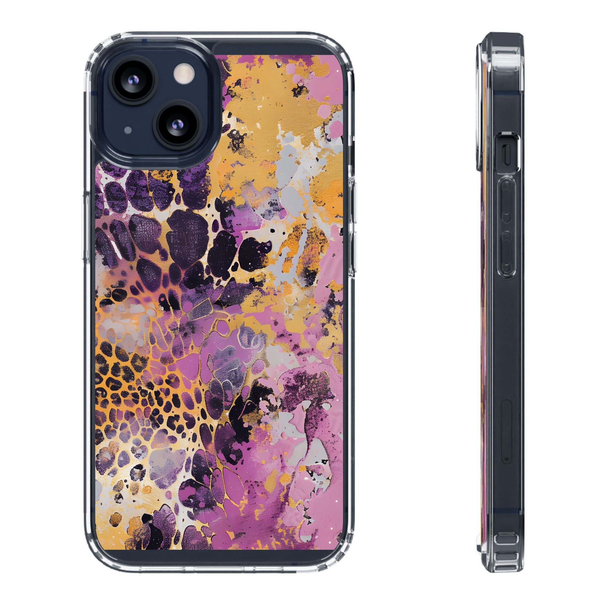 Abstract Purple Gold Fluid Art Clear Case, Artsulli - Art is Long, Life is Short, Phone Case, Size, iPhone 13, Surface, With gift packaging, , , 47056330984393096817