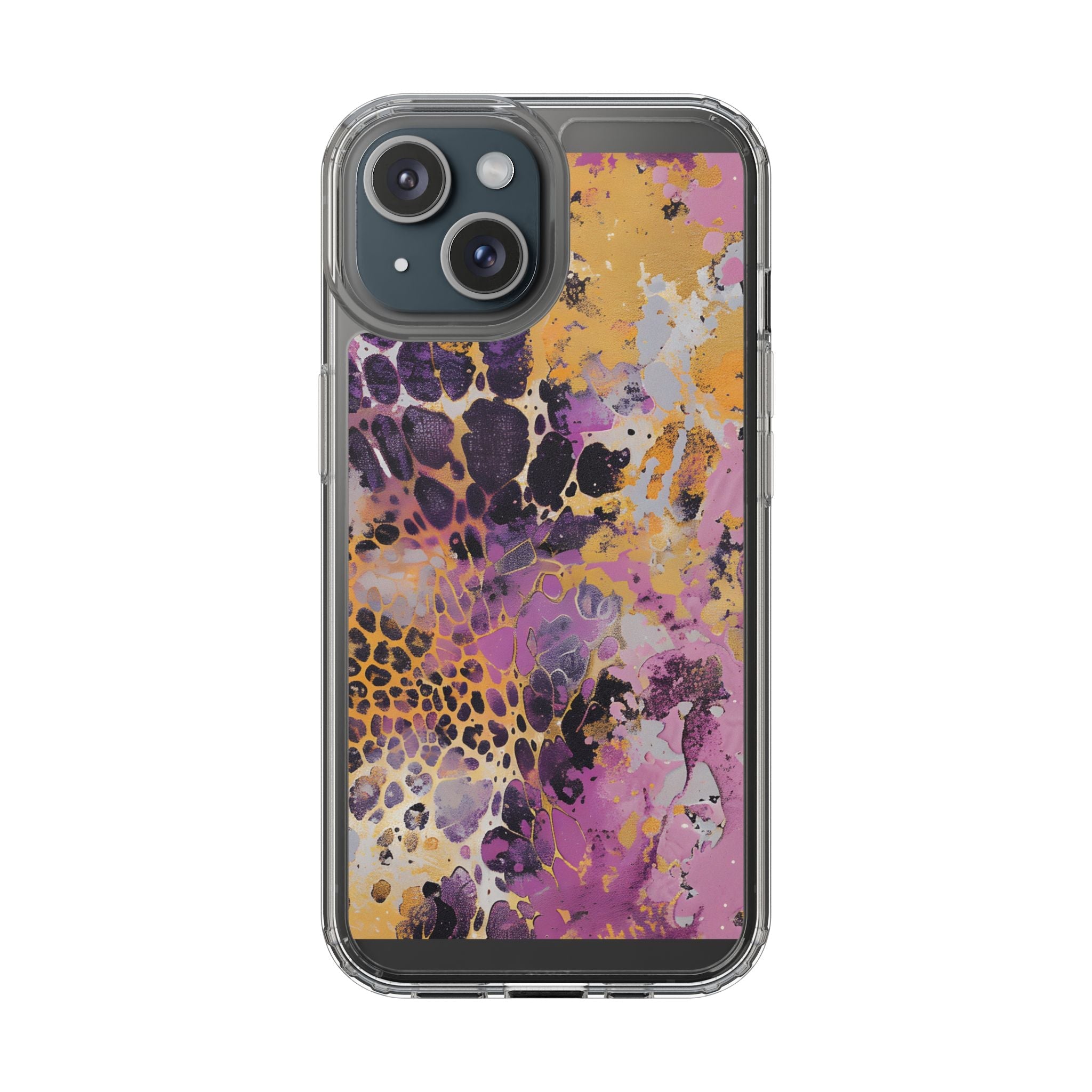 Abstract Purple Gold Fluid Art Clear Case, Artsulli - Art is Long, Life is Short, Phone Case, Size, iPhone 15, Surface, Without gift packaging, , , 19692498336965409438