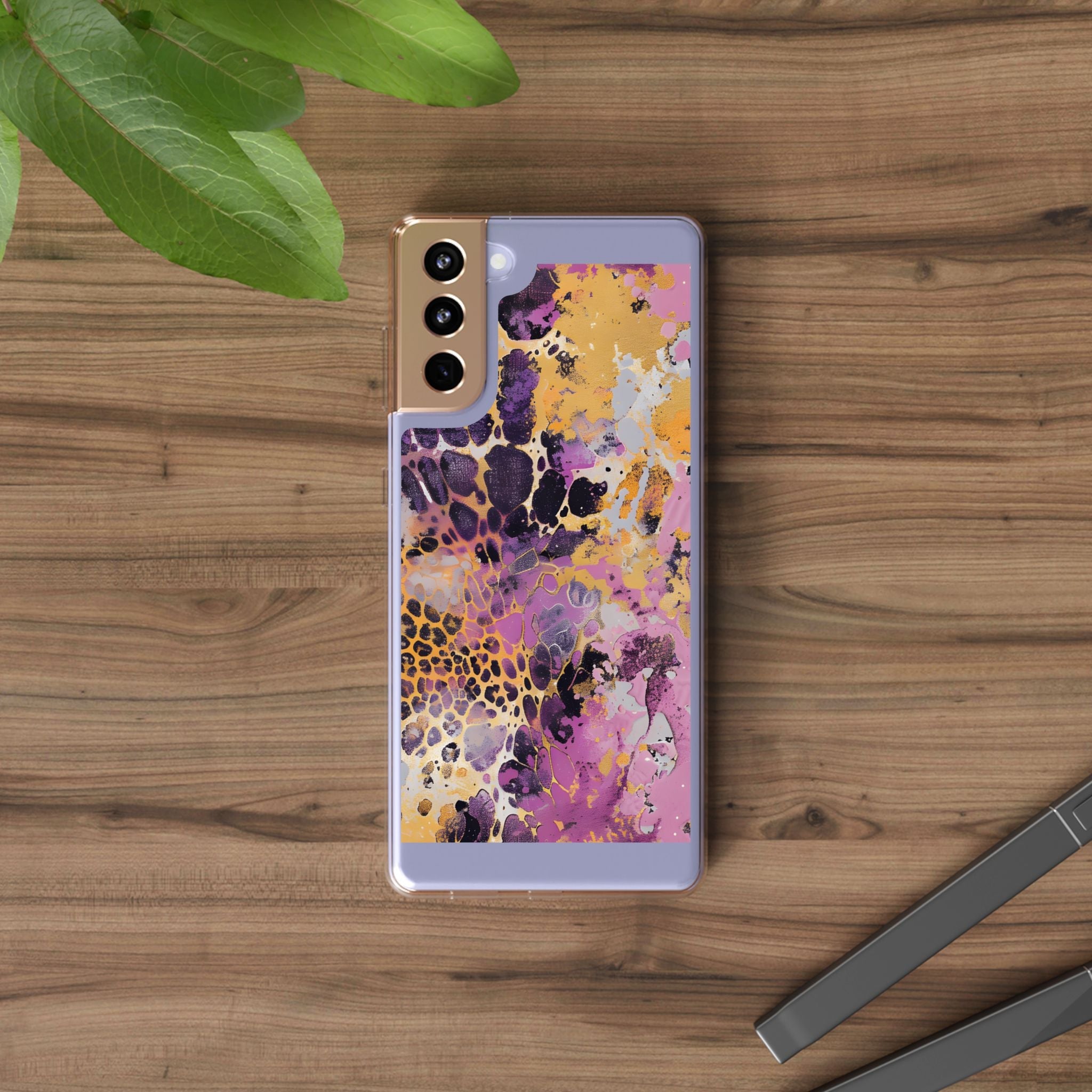Abstract Purple Gold Fluid Art Clear Case, Artsulli - Art is Long, Life is Short, Phone Case, , , , , , ,