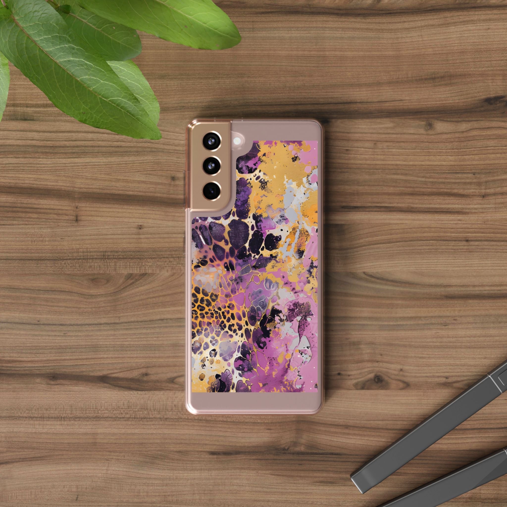 Abstract Purple Gold Fluid Art Clear Case, Artsulli - Art is Long, Life is Short, Phone Case, , , , , , ,