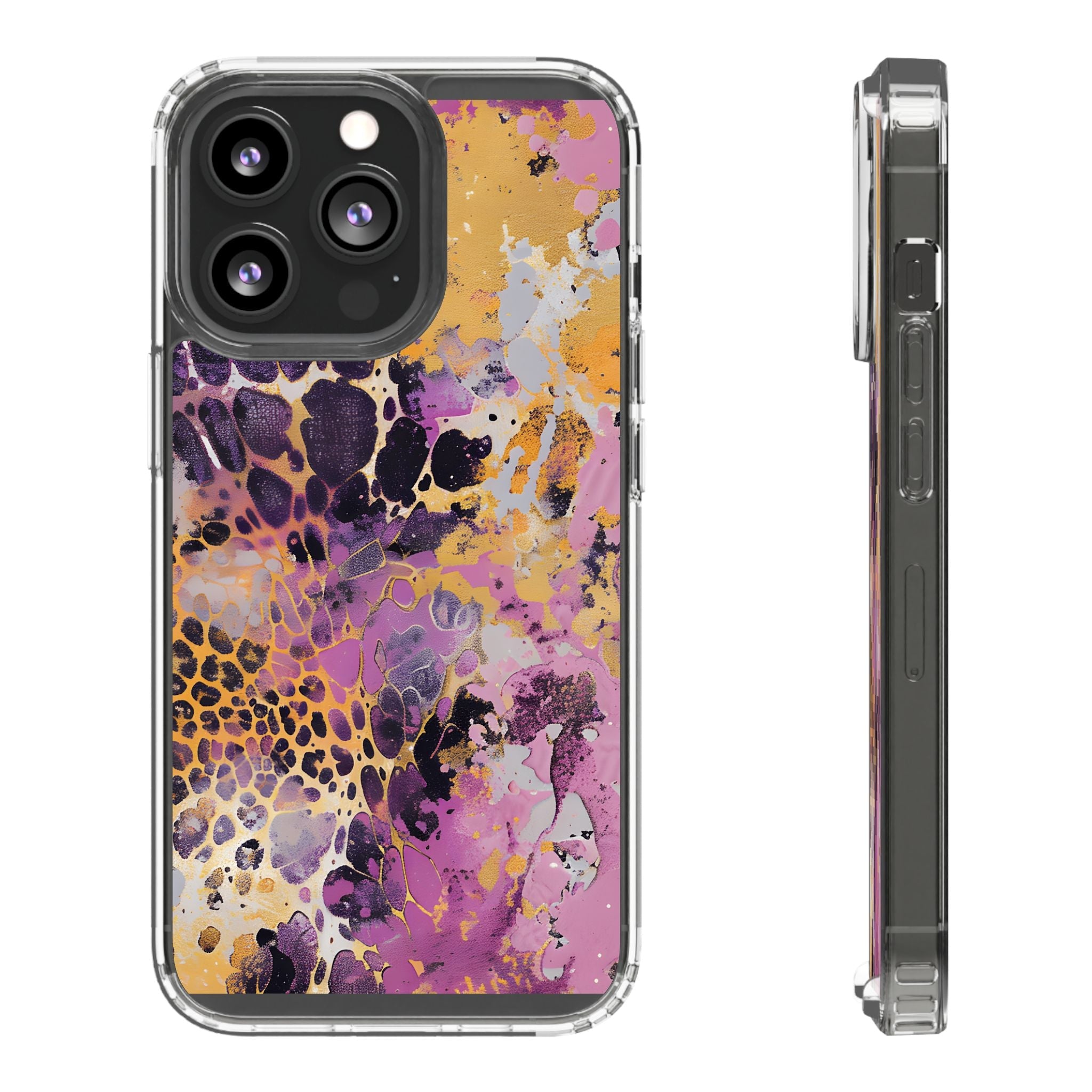 Abstract Purple Gold Fluid Art Clear Case, Artsulli - Art is Long, Life is Short, Phone Case, Size, iPhone 13 Pro, Surface, Without gift packaging, , , 32386351255163098494