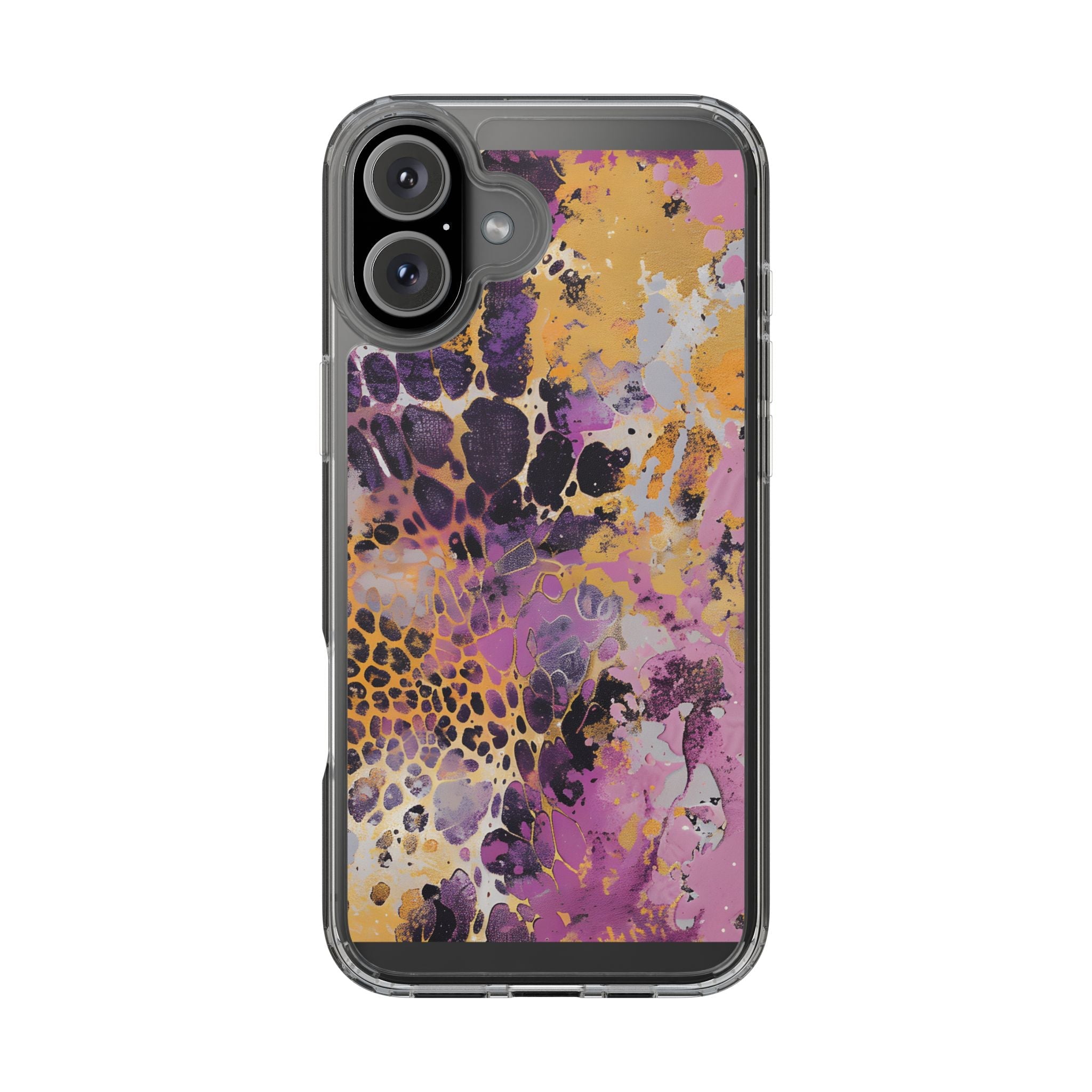 Abstract Purple Gold Fluid Art Clear Case, Artsulli - Art is Long, Life is Short, Phone Case, Size, iPhone 16 Plus, Surface, Without gift packaging, , , 23499905133732181268