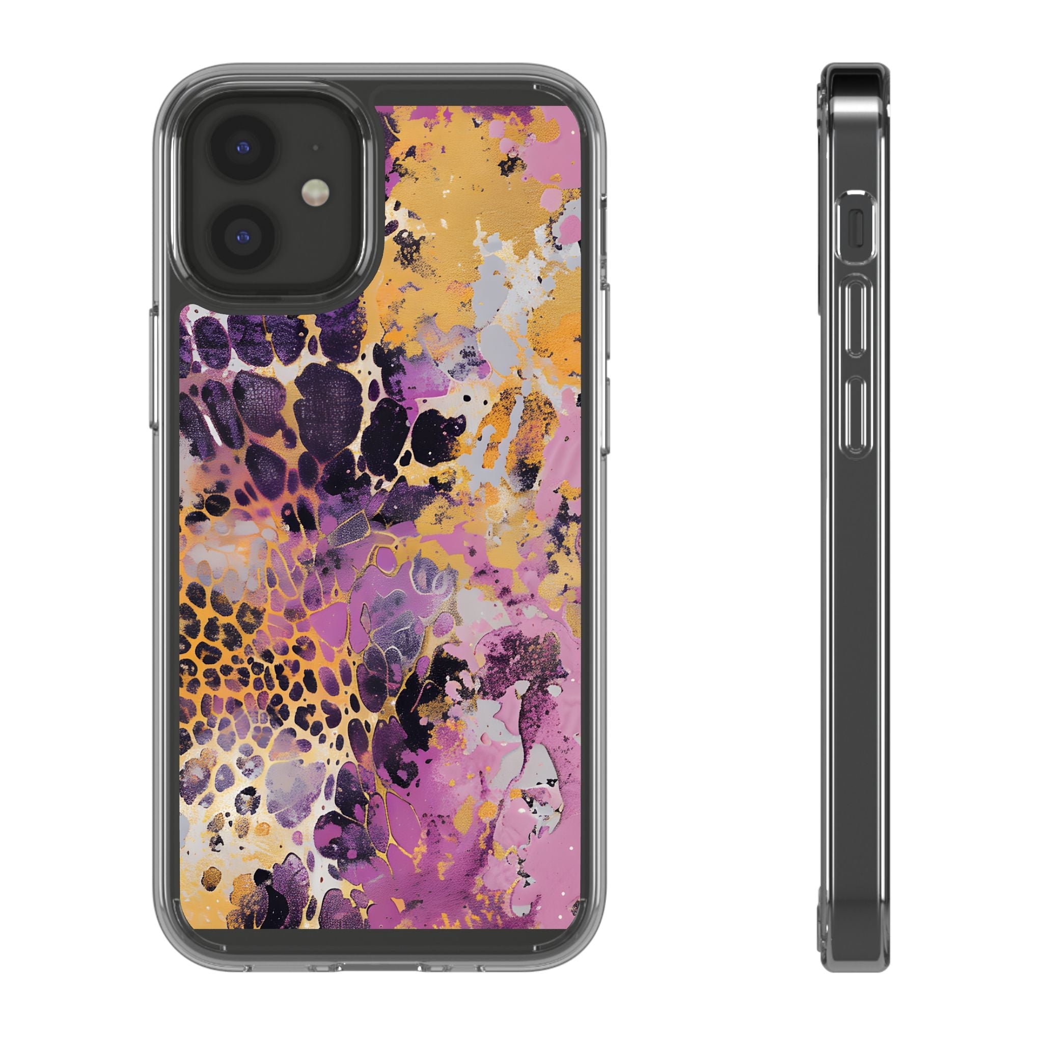 Abstract Purple Gold Fluid Art Clear Case, Artsulli - Art is Long, Life is Short, Phone Case, Size, iPhone 12 Mini, Surface, With gift packaging, , , 10433170023073024819
