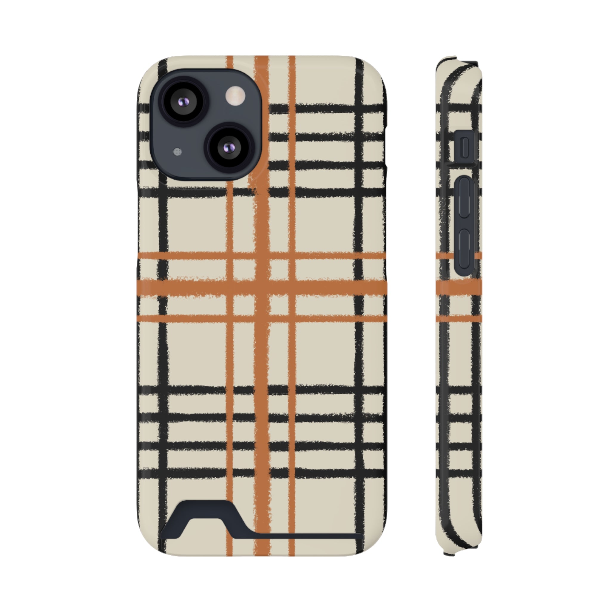 Black and Brown Plaid Phone Case, Artsulli - Art is Long, Life is Short, Phone Case, Size, iPhone 13 Mini, Surface, Glossy, Shape, With gift packaging, 24577731474437126590