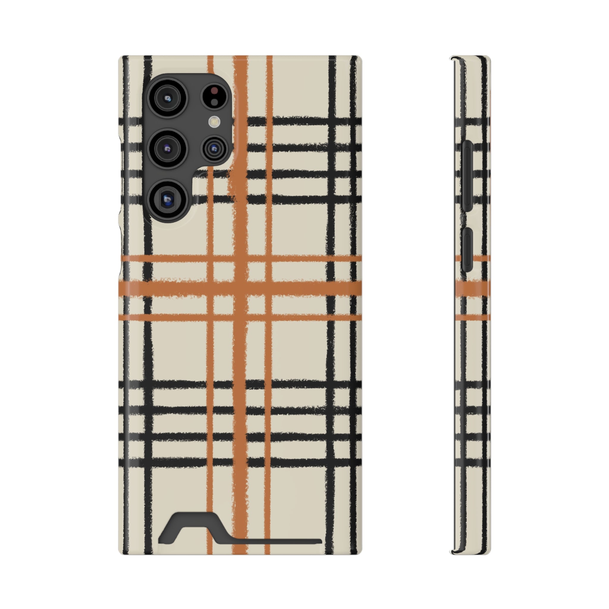 Black and Brown Plaid Phone Case, Artsulli - Art is Long, Life is Short, Phone Case, Size, Samsung Galaxy S22 Ultra, Surface, Glossy, Shape, With gift packaging, 19151673092011523497