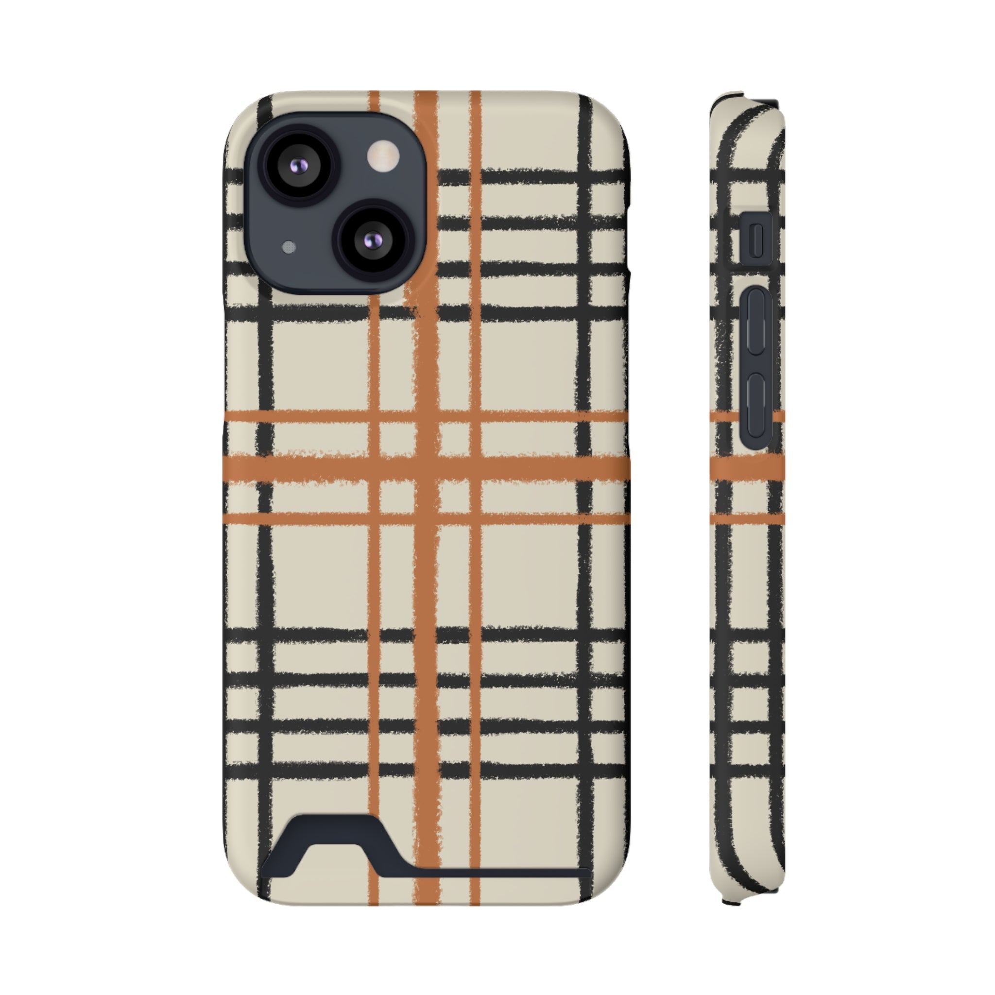 Black and Brown Plaid Phone Case, Artsulli - Art is Long, Life is Short, Phone Case, Size, iPhone 13 Mini, Surface, Matte, Shape, With gift packaging, 10267740120517333816