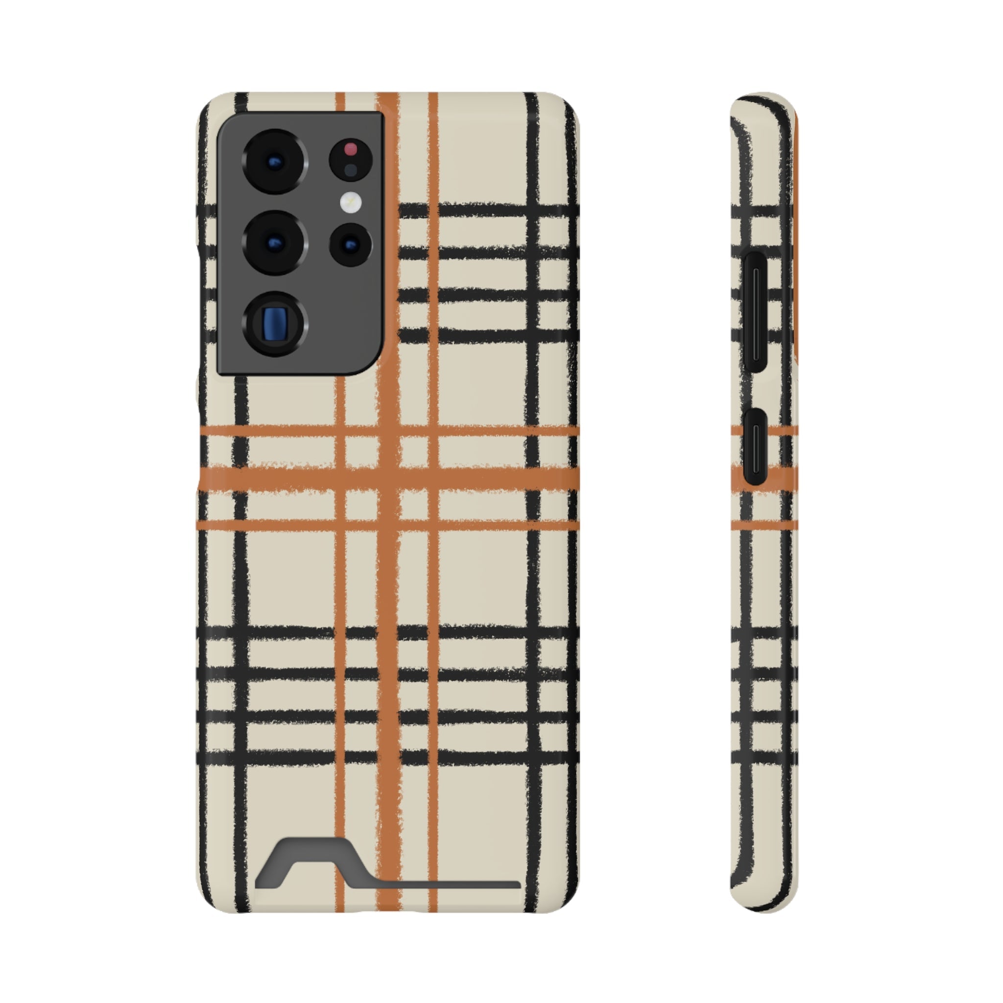 Black and Brown Plaid Phone Case, Artsulli - Art is Long, Life is Short, Phone Case, Size, Samsung Galaxy S21 Ultra, Surface, Glossy, Shape, With gift packaging, 10936392175954071573