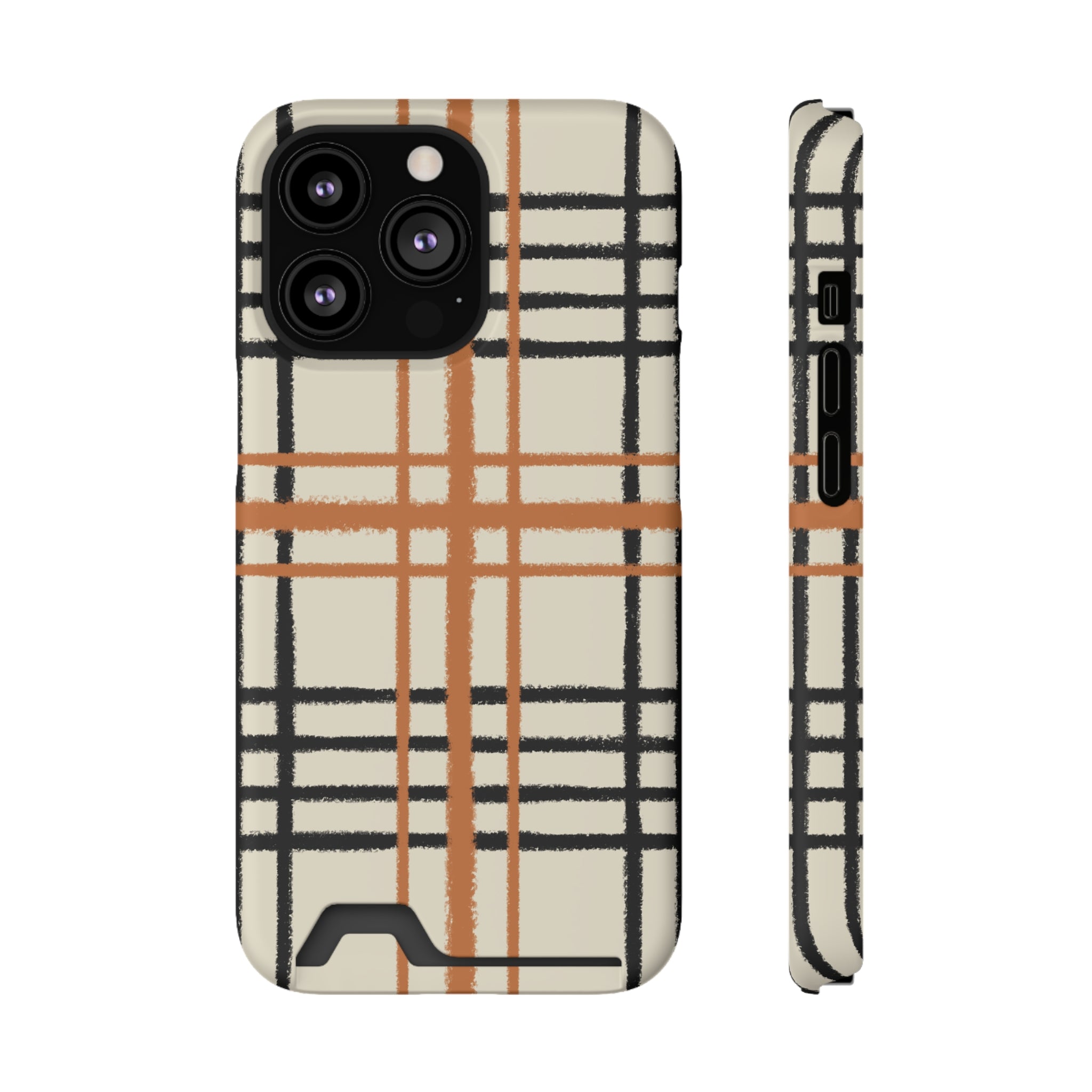 Black and Brown Plaid Phone Case, Artsulli - Art is Long, Life is Short, Phone Case, Size, iPhone 13 Pro, Surface, Matte, Shape, Without gift packaging, 19572697120636193502