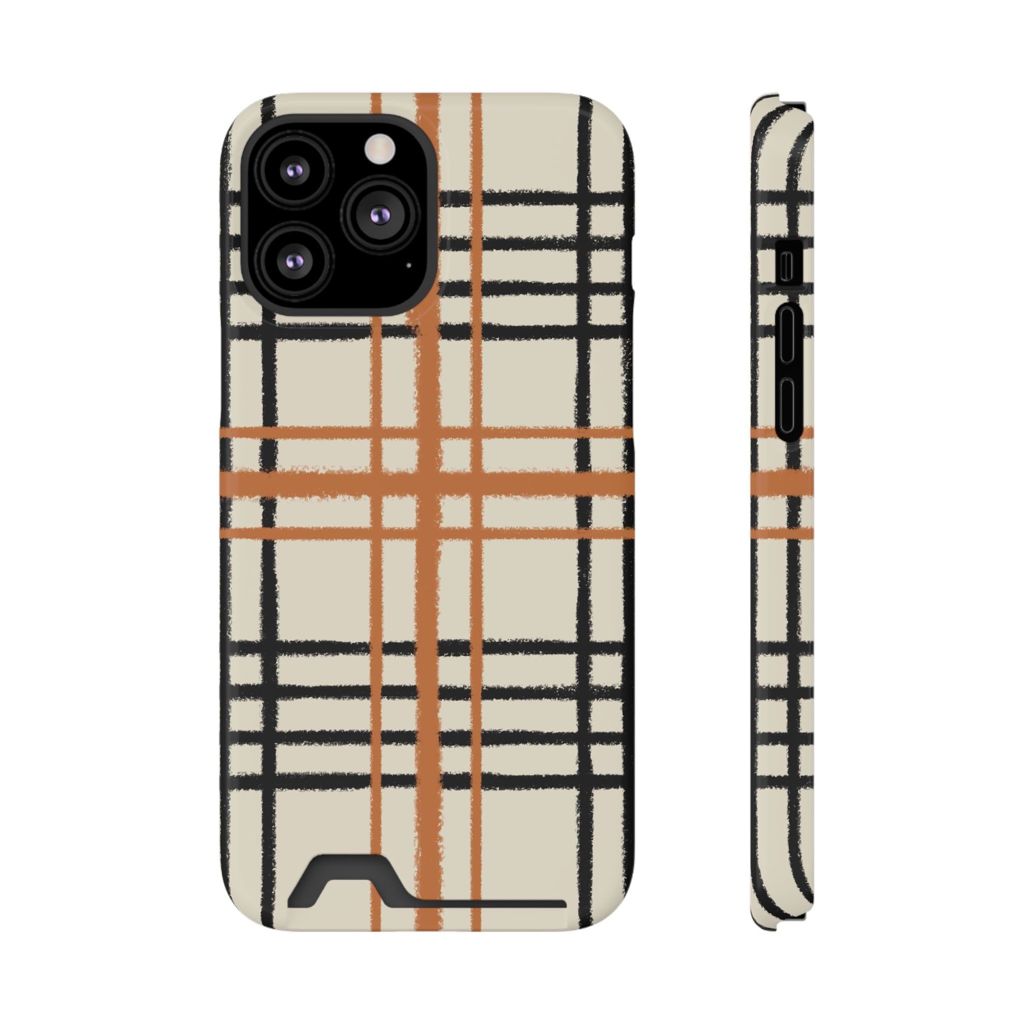 Black and Brown Plaid Phone Case, Artsulli - Art is Long, Life is Short, Phone Case, Size, iPhone 13 Pro Max, Surface, Glossy, Shape, With gift packaging, 21549335359753873568
