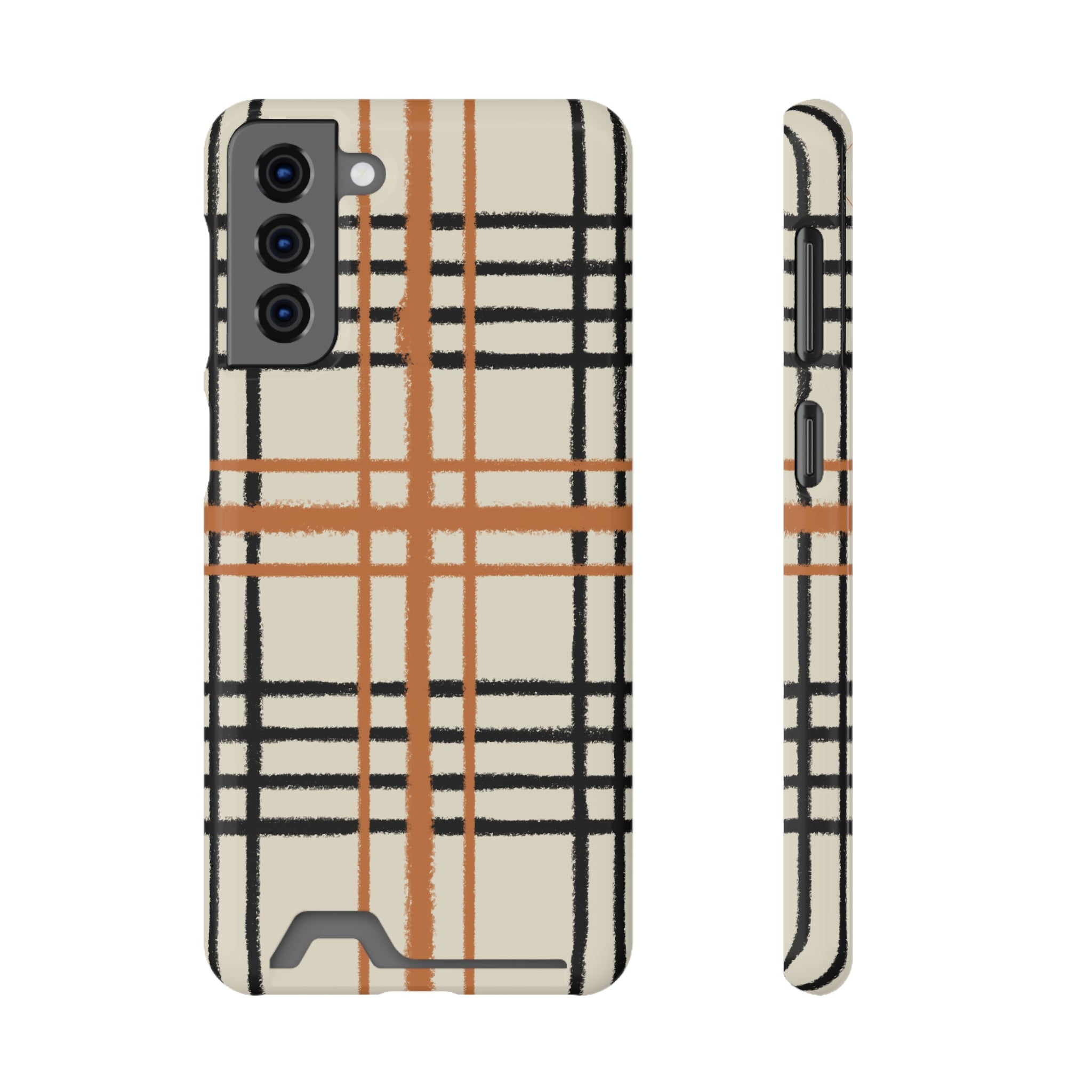 Black and Brown Plaid Phone Case, Artsulli - Art is Long, Life is Short, Phone Case, Size, Samsung Galaxy S21 Plus, Surface, Glossy, Shape, With gift packaging, 20256186919261223876
