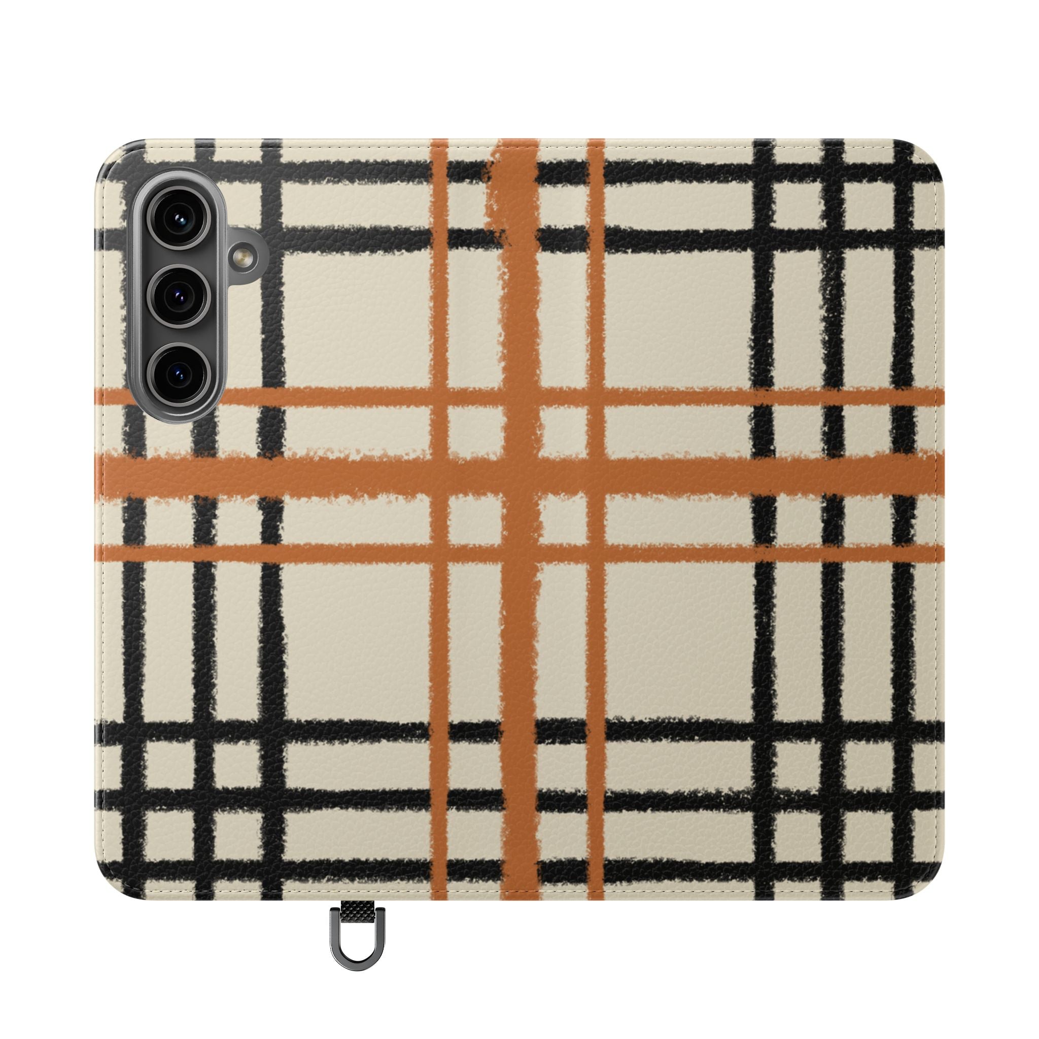 Black and Orange Plaid Flip Cases, Artsulli - Art is Long, Life is Short, Phone Case, Size, Samsung Galaxy S24 Plus, , , , , 28934534787462024383