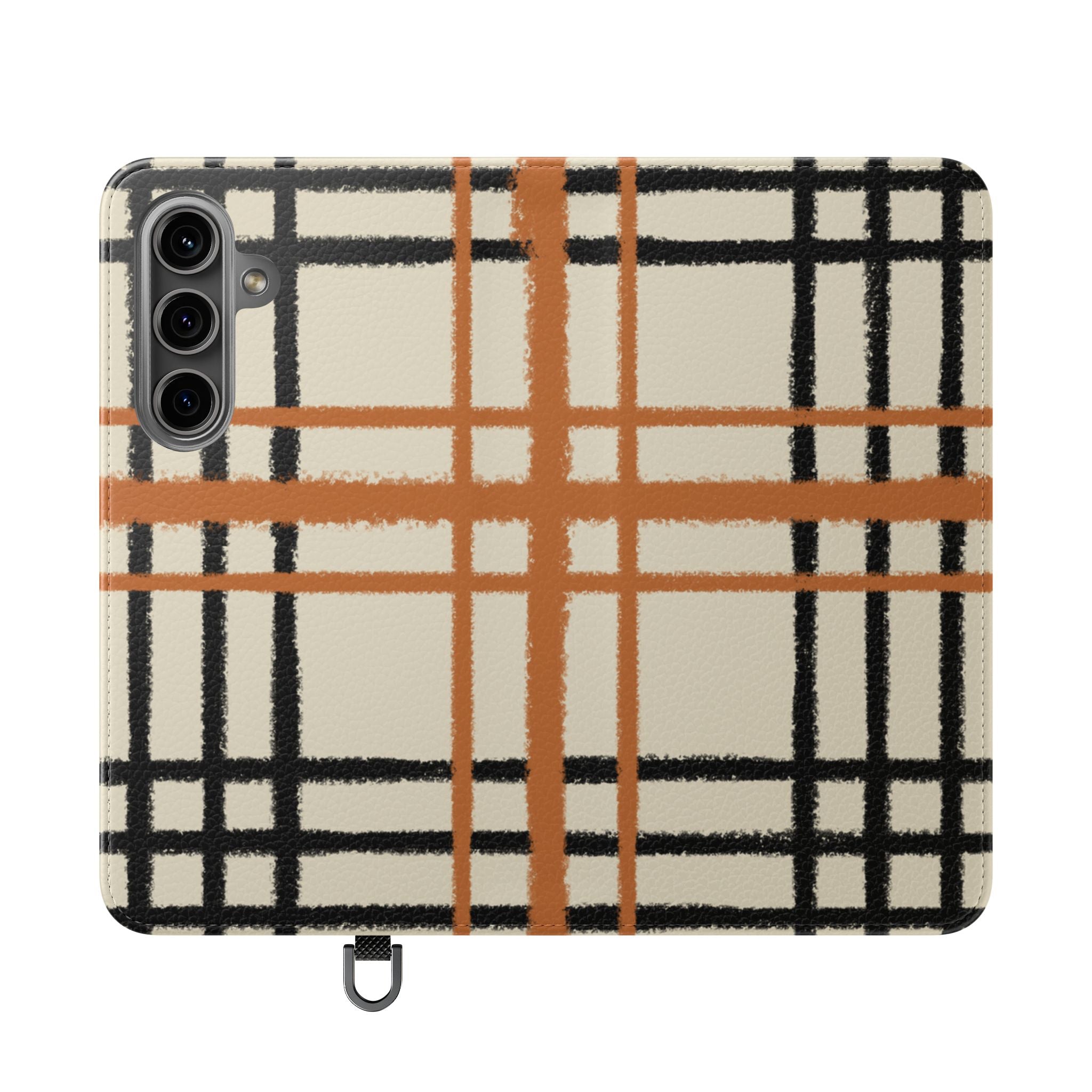 Black and Orange Plaid Flip Cases, Artsulli - Art is Long, Life is Short, Phone Case, Size, Samsung Galaxy S24, , , , , 11247752106461254553
