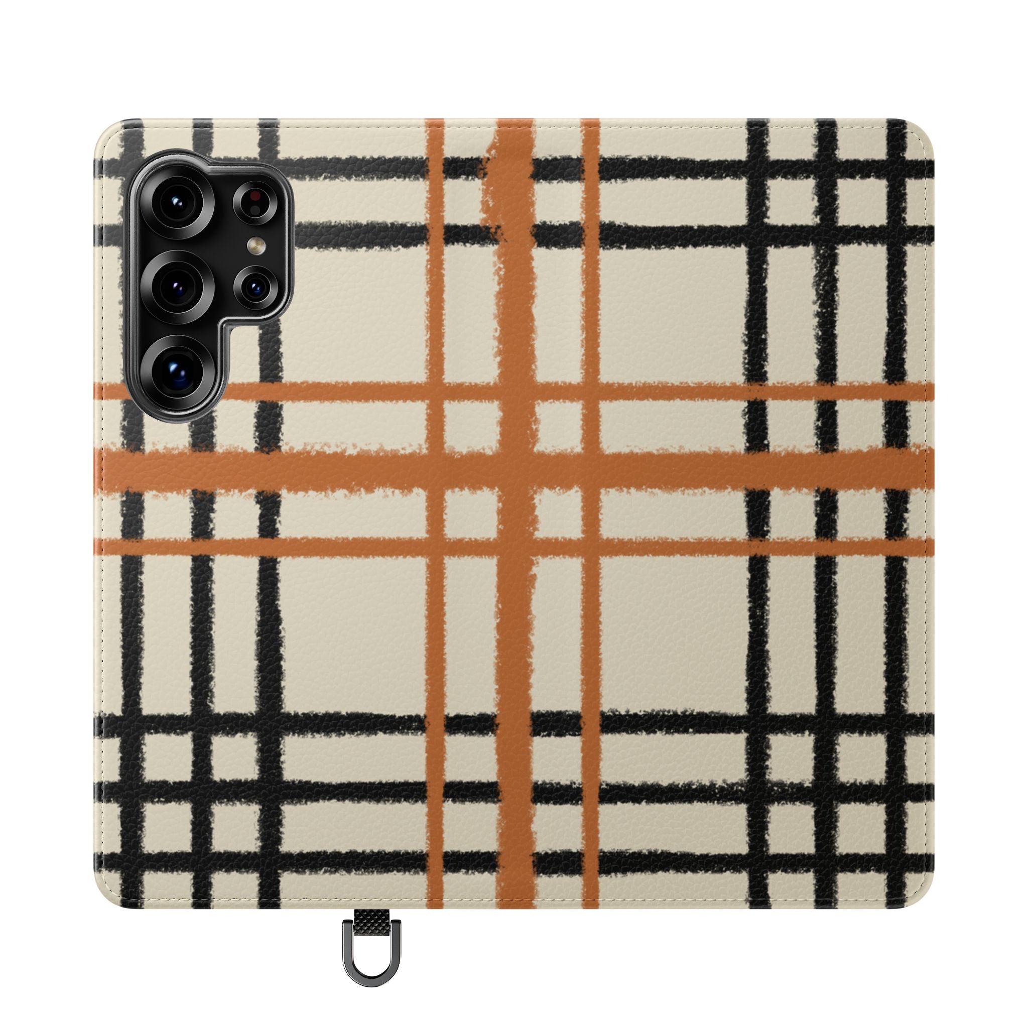 Black and Orange Plaid Flip Cases, Artsulli - Art is Long, Life is Short, Phone Case, Size, Samsung Galaxy S25 Ultra, , , , , 80885327399598772927