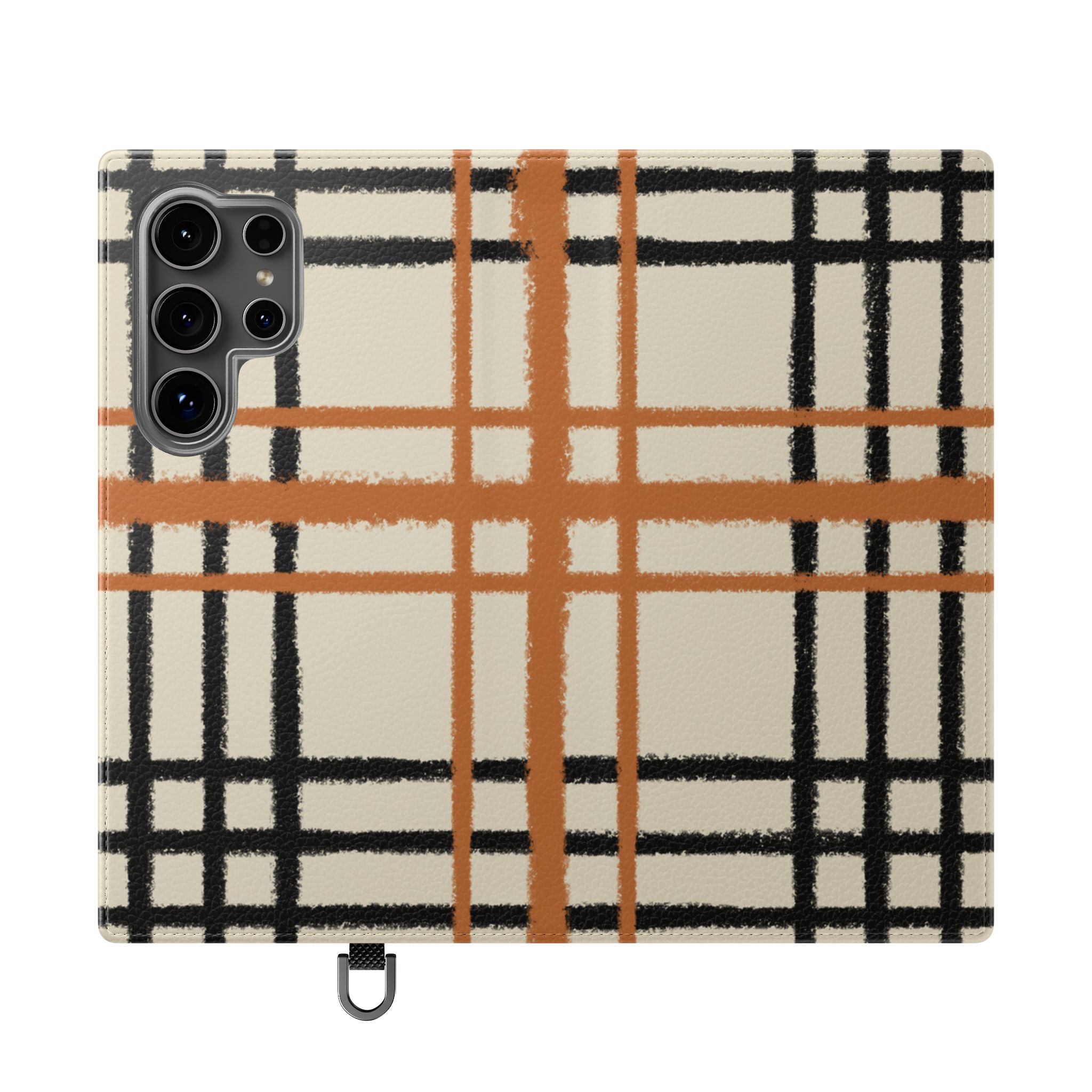 Black and Orange Plaid Flip Cases, Artsulli - Art is Long, Life is Short, Phone Case, Size, Samsung Galaxy S24 Ultra, , , , , 32724508080828993617
