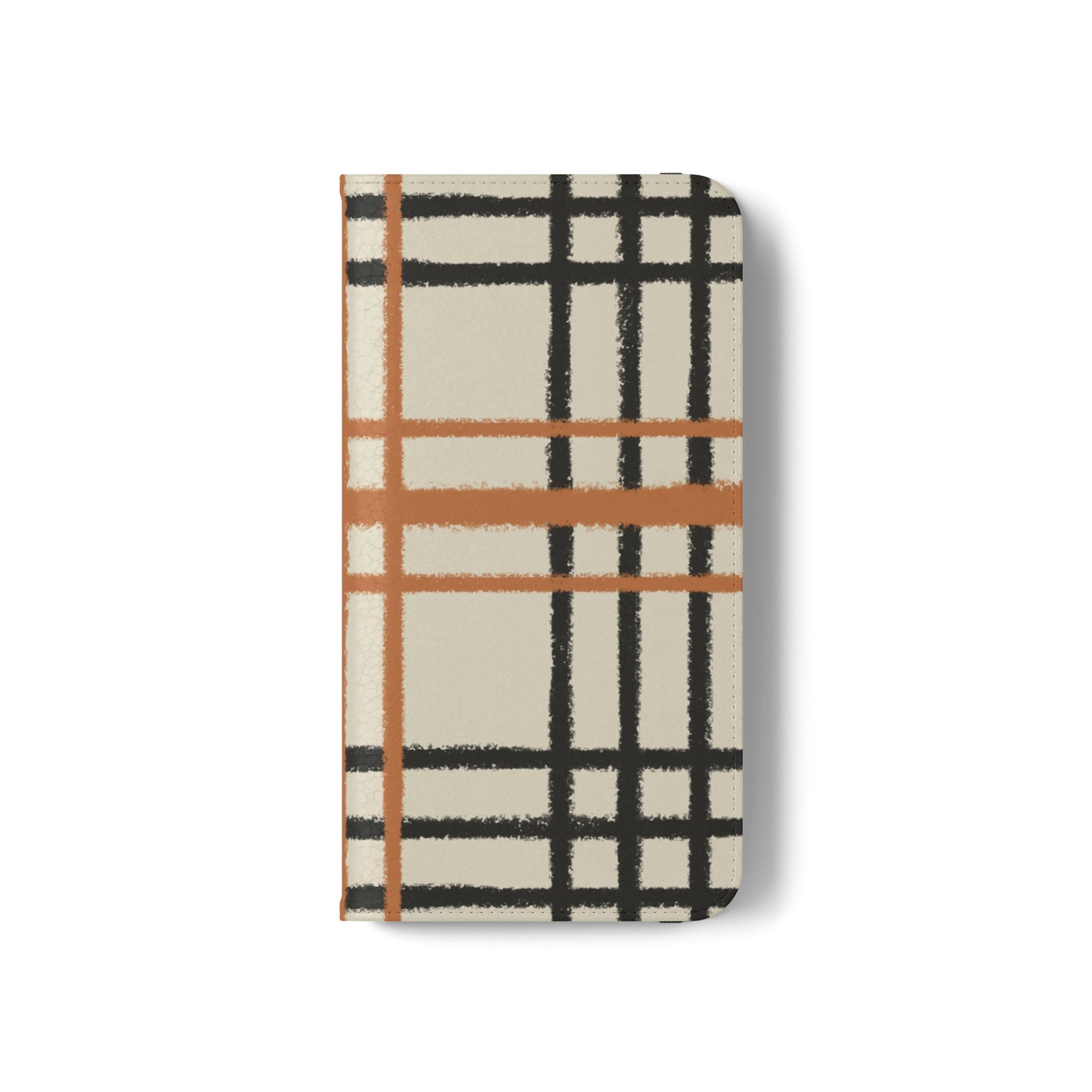 Black and Orange Plaid Flip Cases, Artsulli - Art is Long, Life is Short, Phone Case, , , , , , ,