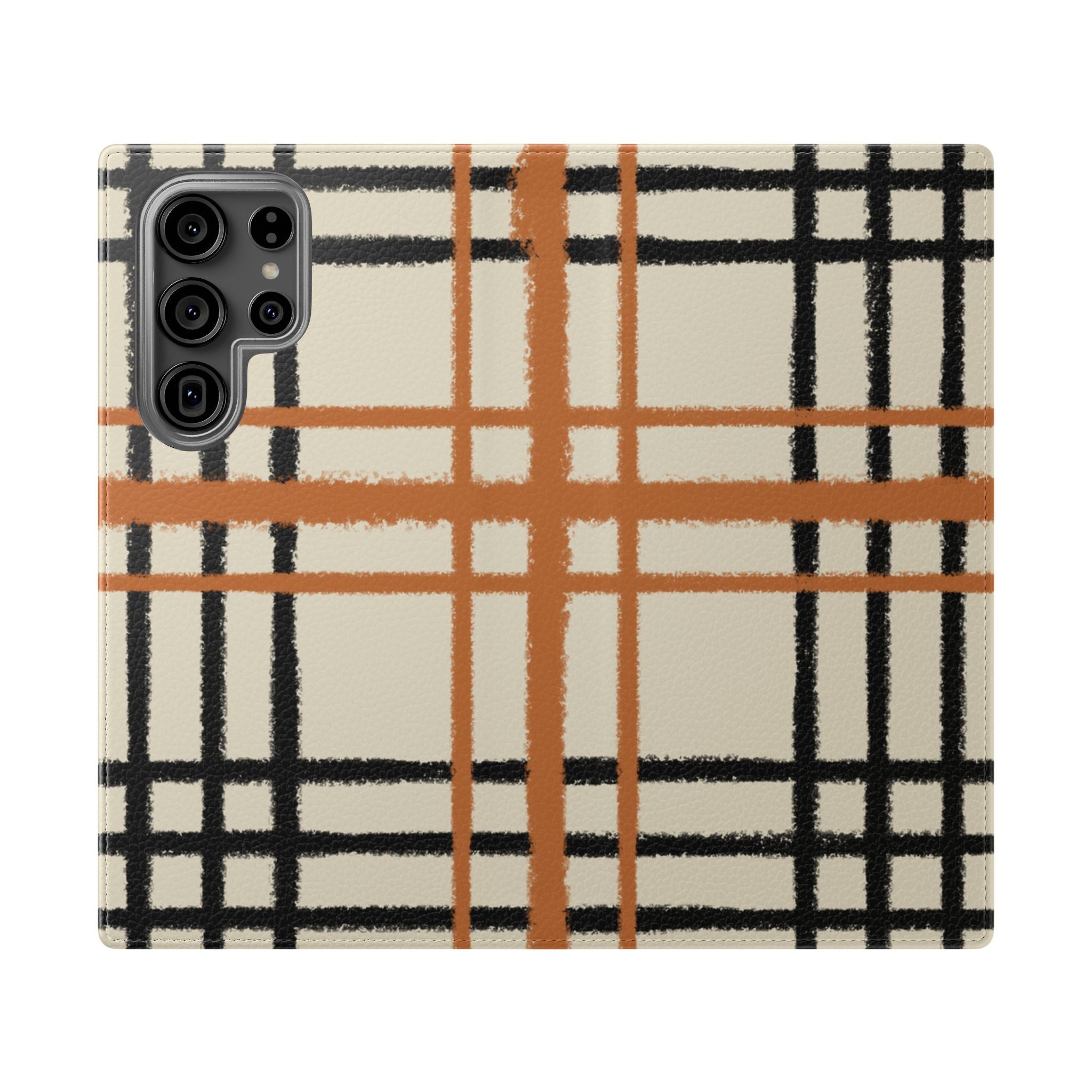 Black and Orange Plaid Flip Cases, Artsulli - Art is Long, Life is Short, Phone Case, Size, Samsung Galaxy S23 Ultra, , , , , 25264524854141465879