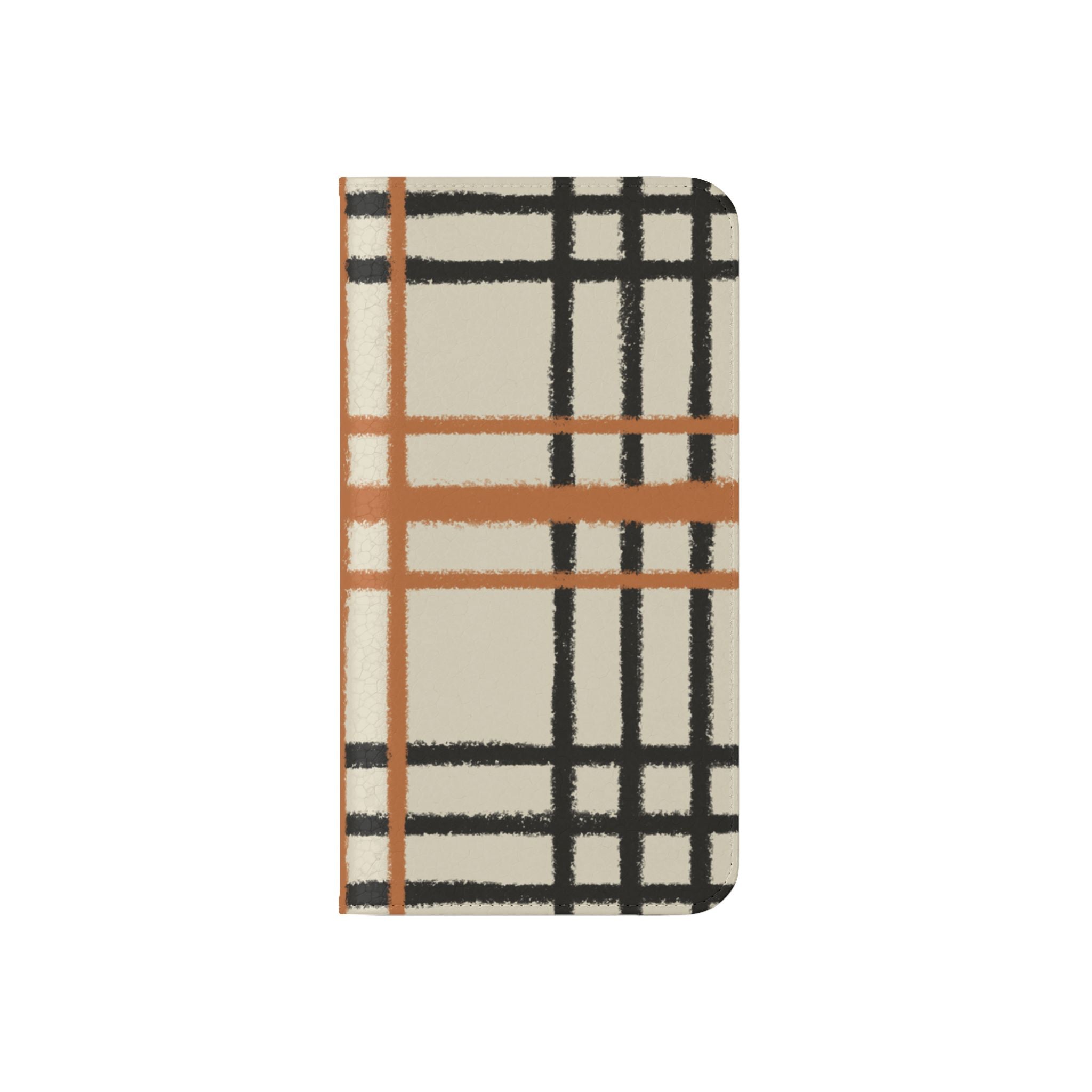 Black and Orange Plaid Flip Cases, Artsulli - Art is Long, Life is Short, Phone Case, , , , , , ,