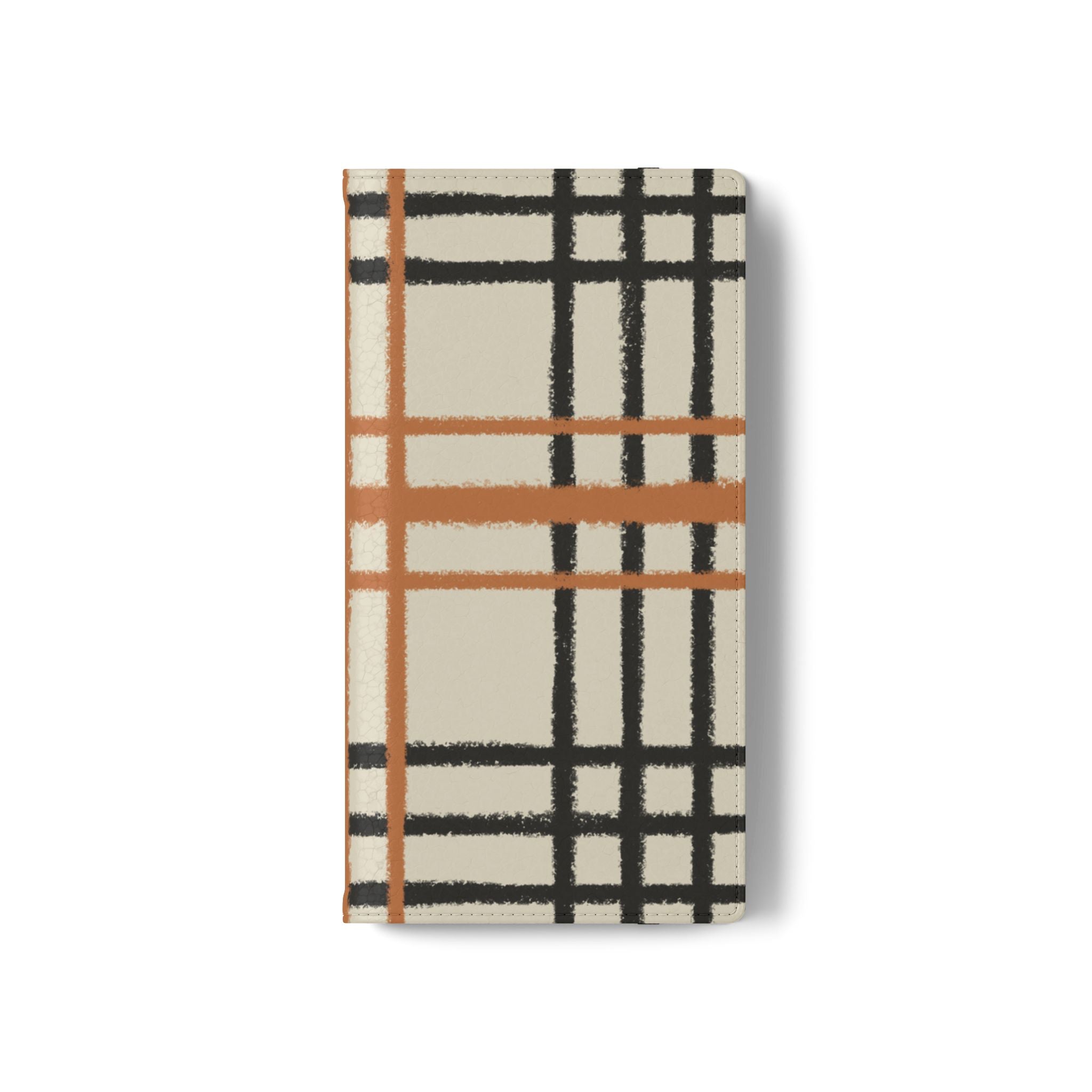 Black and Orange Plaid Flip Cases, Artsulli - Art is Long, Life is Short, Phone Case, , , , , , ,