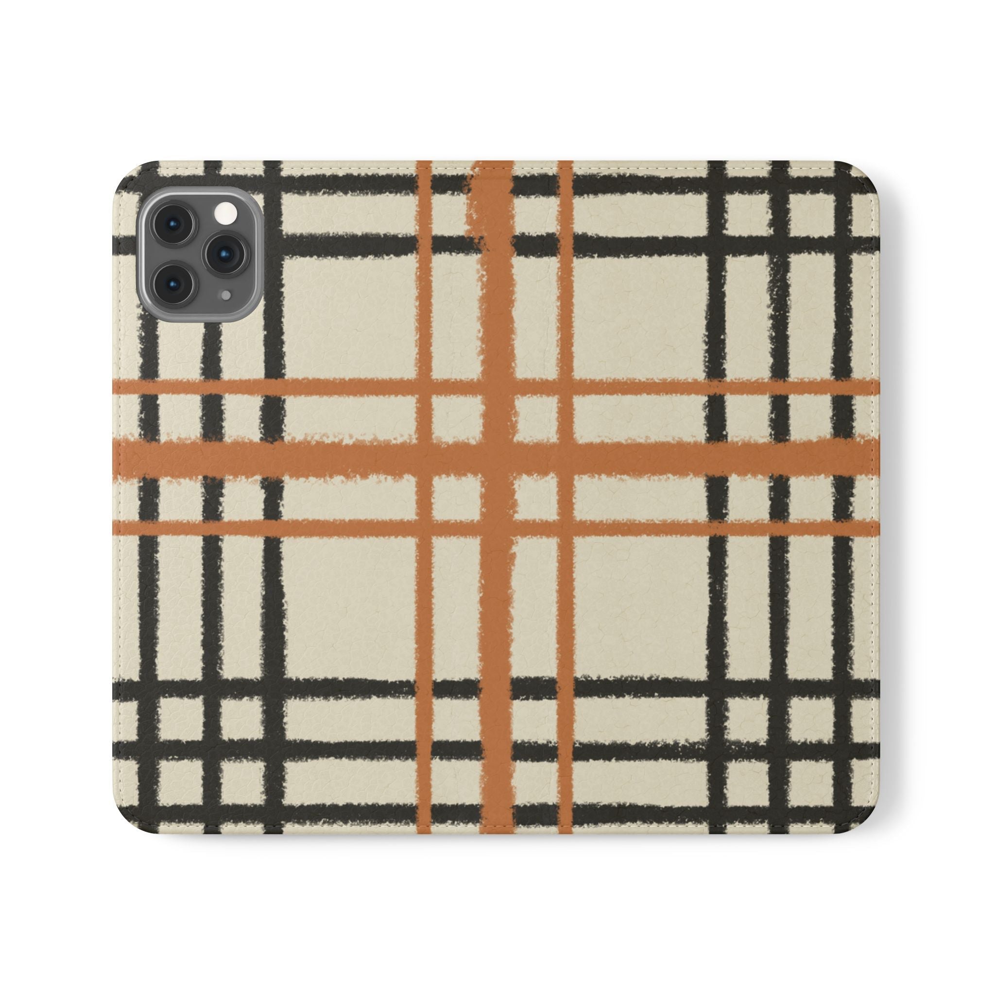 Black and Orange Plaid Flip Cases, Artsulli - Art is Long, Life is Short, Phone Case, Size, iPhone 11 Pro Max, , , , , 17712826175355089464