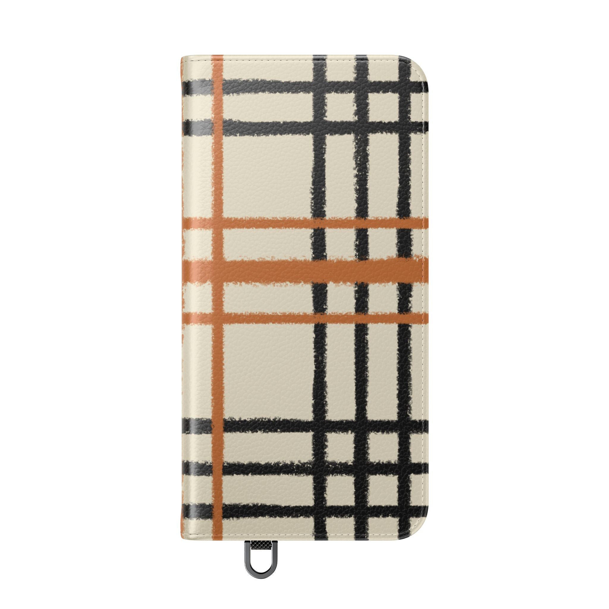 Black and Orange Plaid Flip Cases, Artsulli - Art is Long, Life is Short, Phone Case, , , , , , ,
