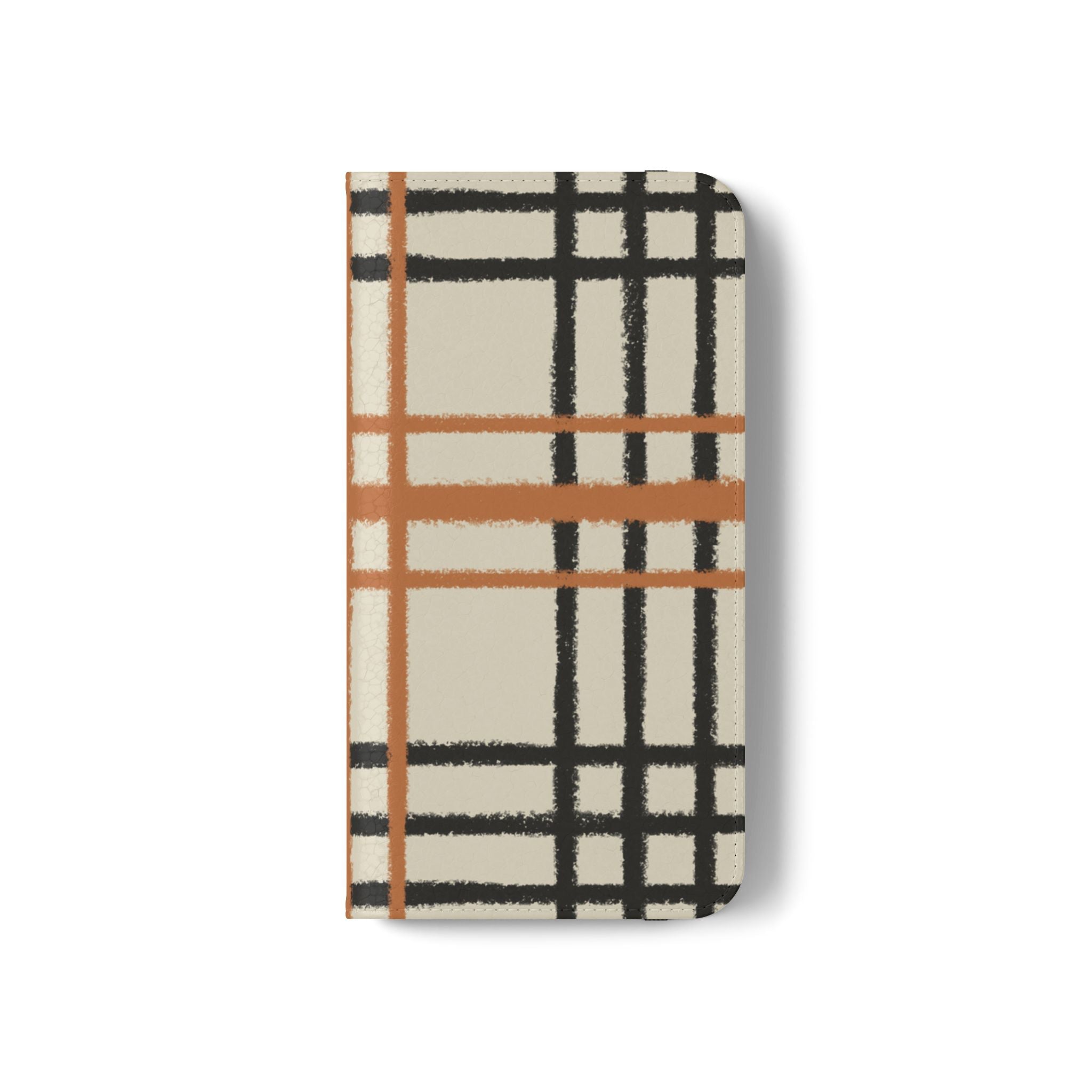 Black and Orange Plaid Flip Cases, Artsulli - Art is Long, Life is Short, Phone Case, , , , , , ,