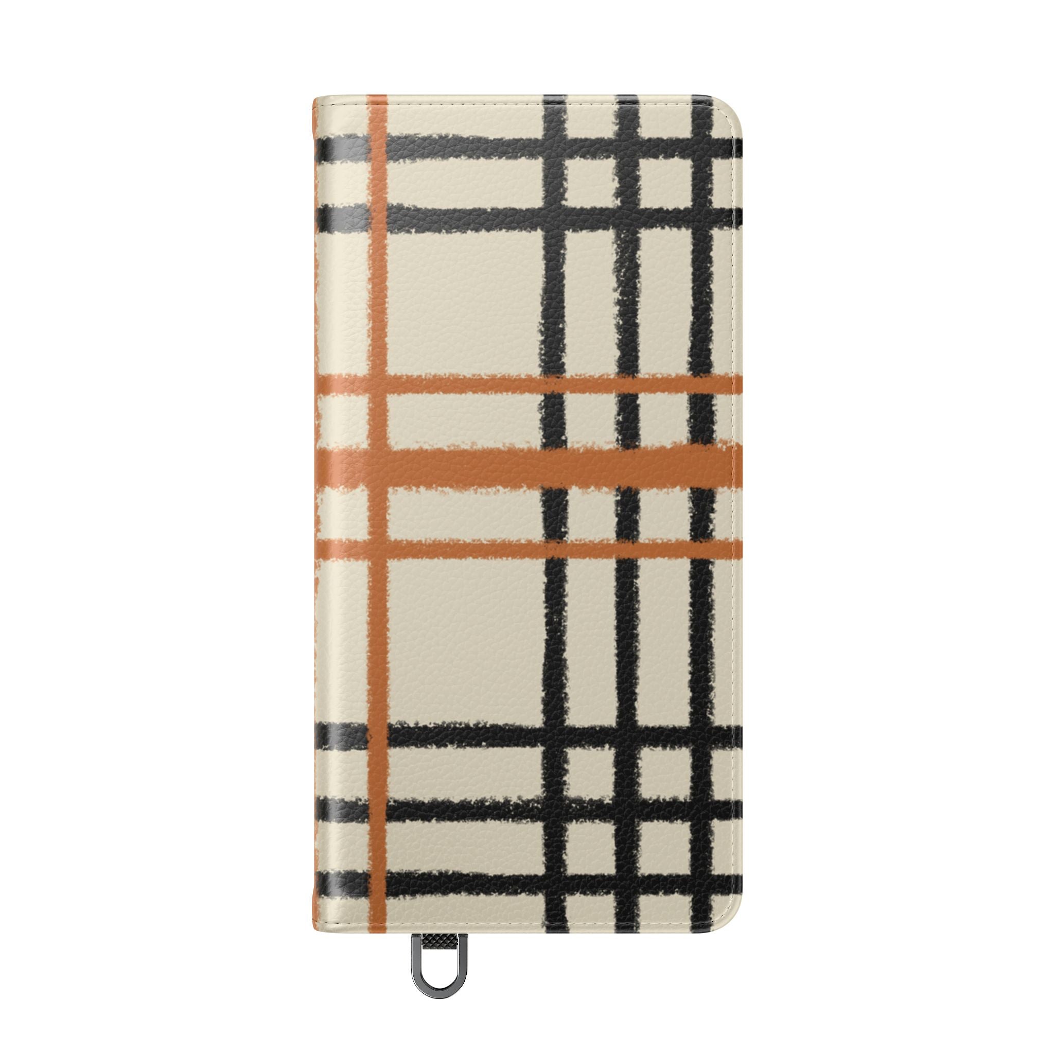 Black and Orange Plaid Flip Cases, Artsulli - Art is Long, Life is Short, Phone Case, , , , , , ,
