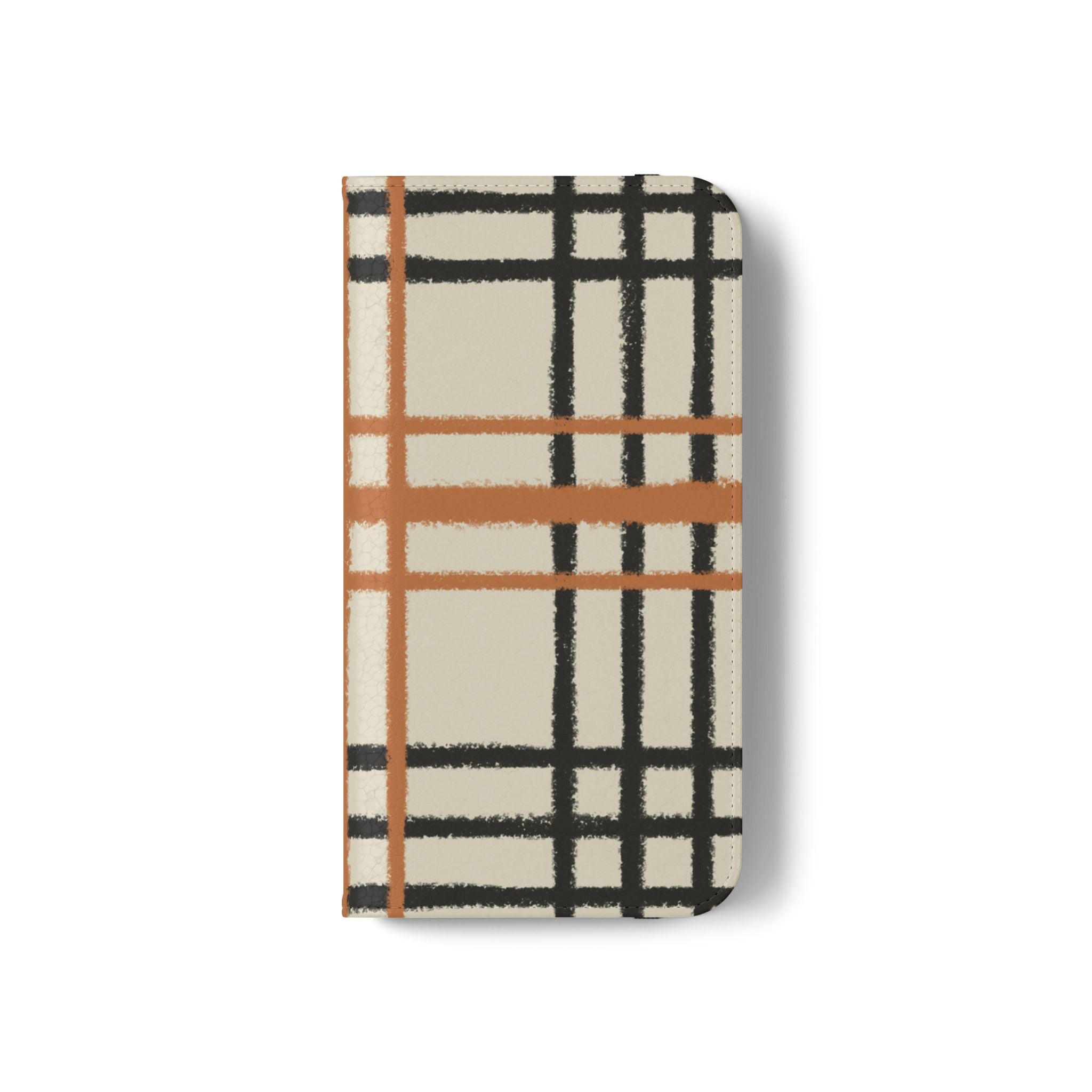 Black and Orange Plaid Flip Cases, Artsulli - Art is Long, Life is Short, Phone Case, , , , , , ,