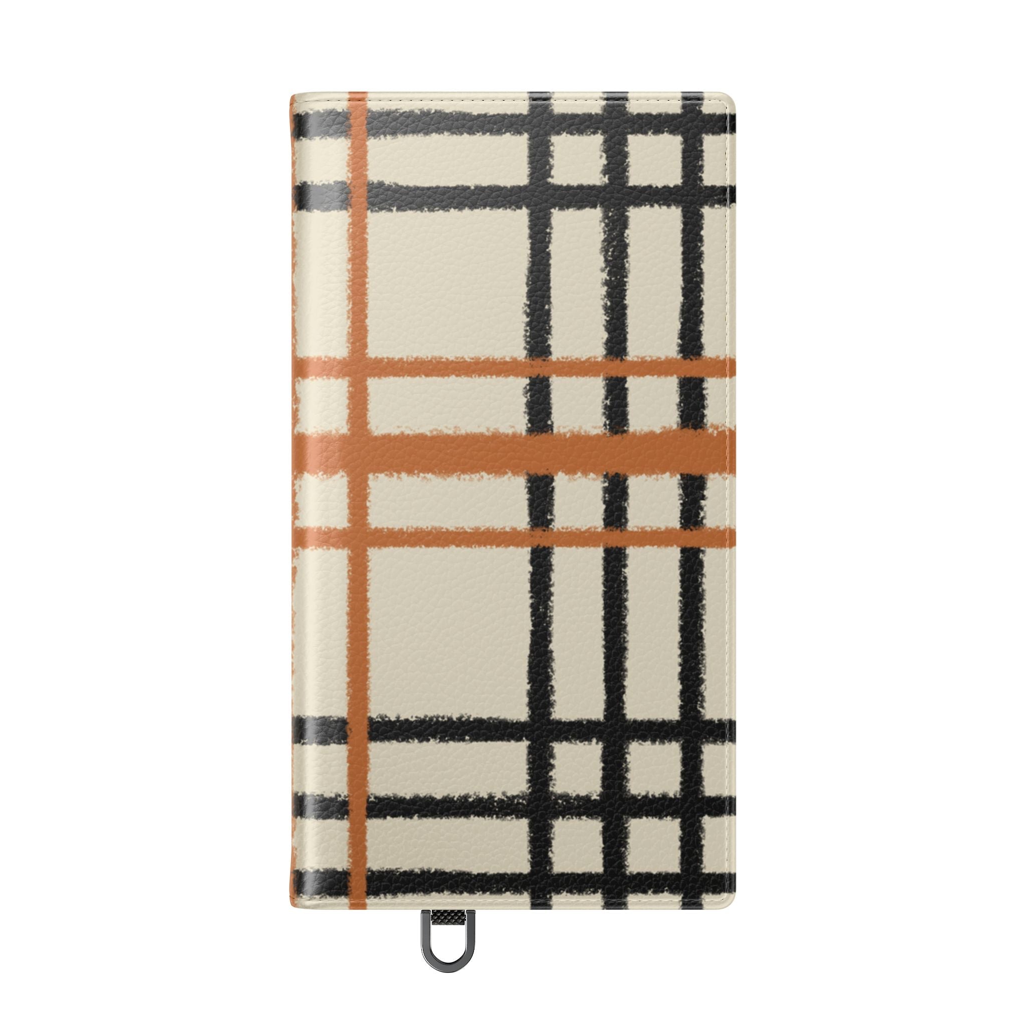 Black and Orange Plaid Flip Cases, Artsulli - Art is Long, Life is Short, Phone Case, , , , , , ,