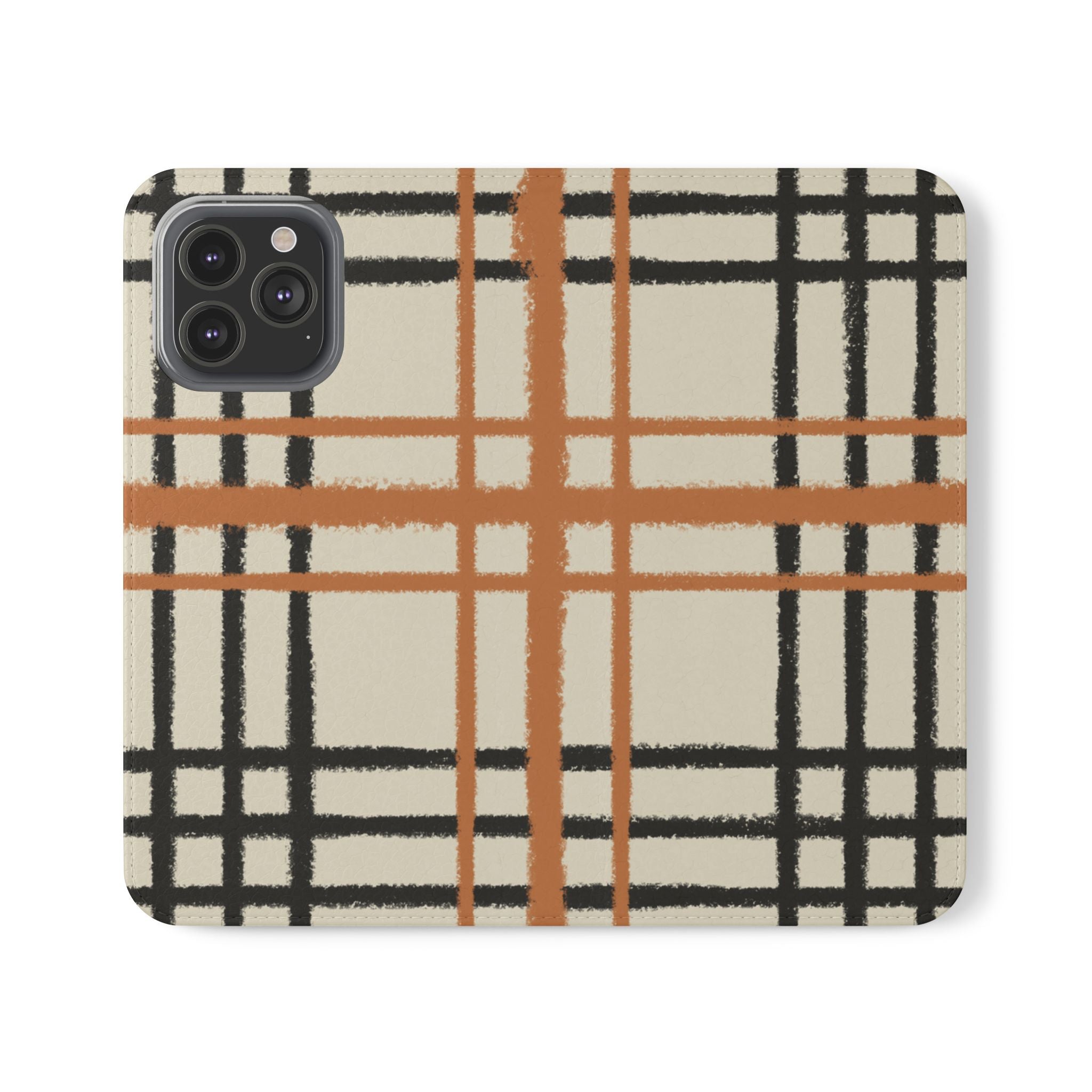 Black and Orange Plaid Flip Cases, Artsulli - Art is Long, Life is Short, Phone Case, Size, iPhone 13 Pro Max, , , , , 30621084010577392080